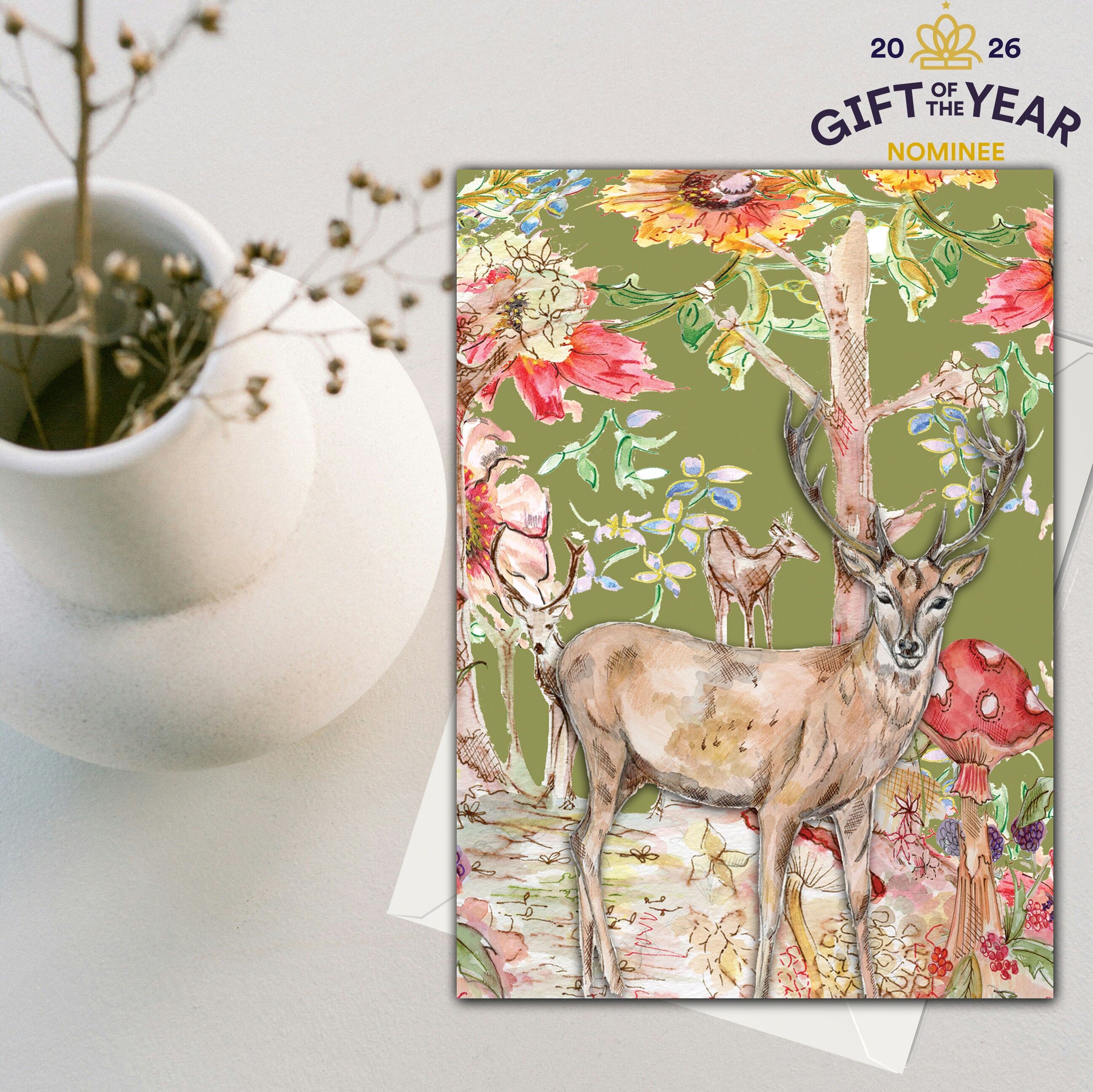 Tarjeta de felicitación de ciervo caprichoso (120 x 170)