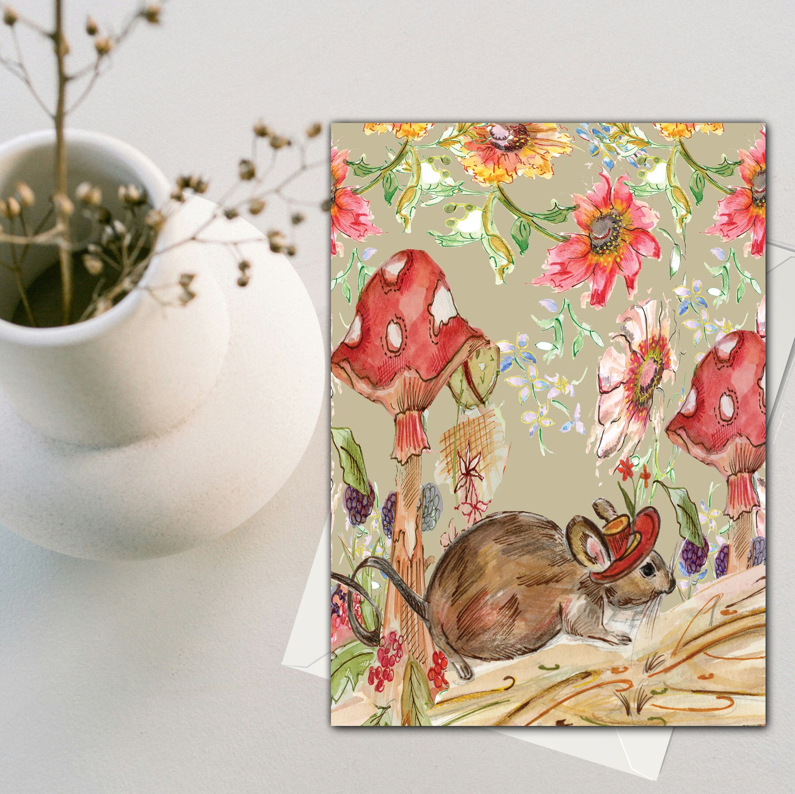 Biglietto d'auguri con topo stravagante (120 x 170)