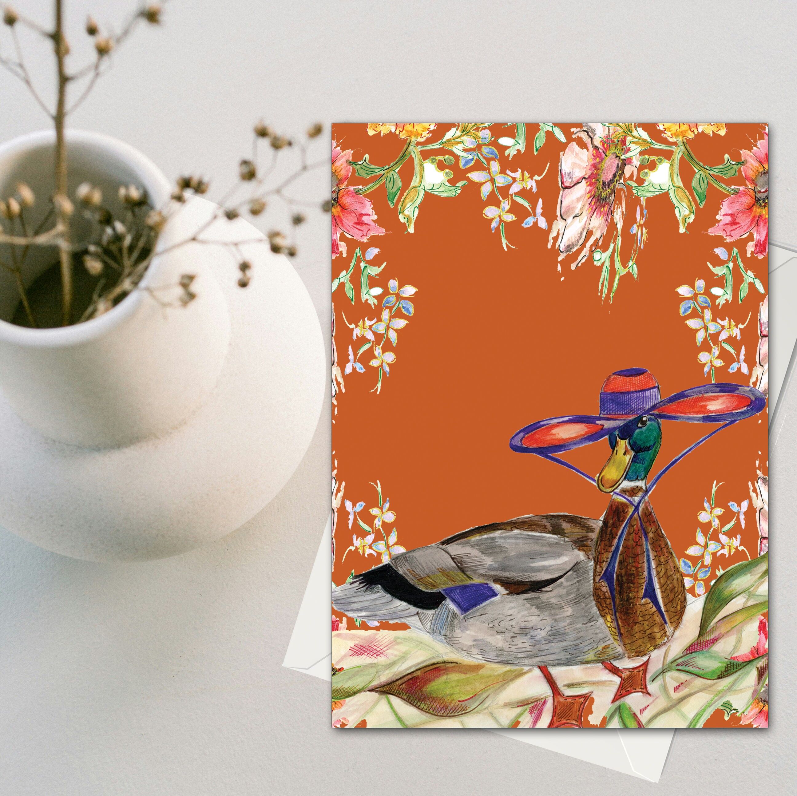 Carte de vœux canard fantaisiste (120 x 170)