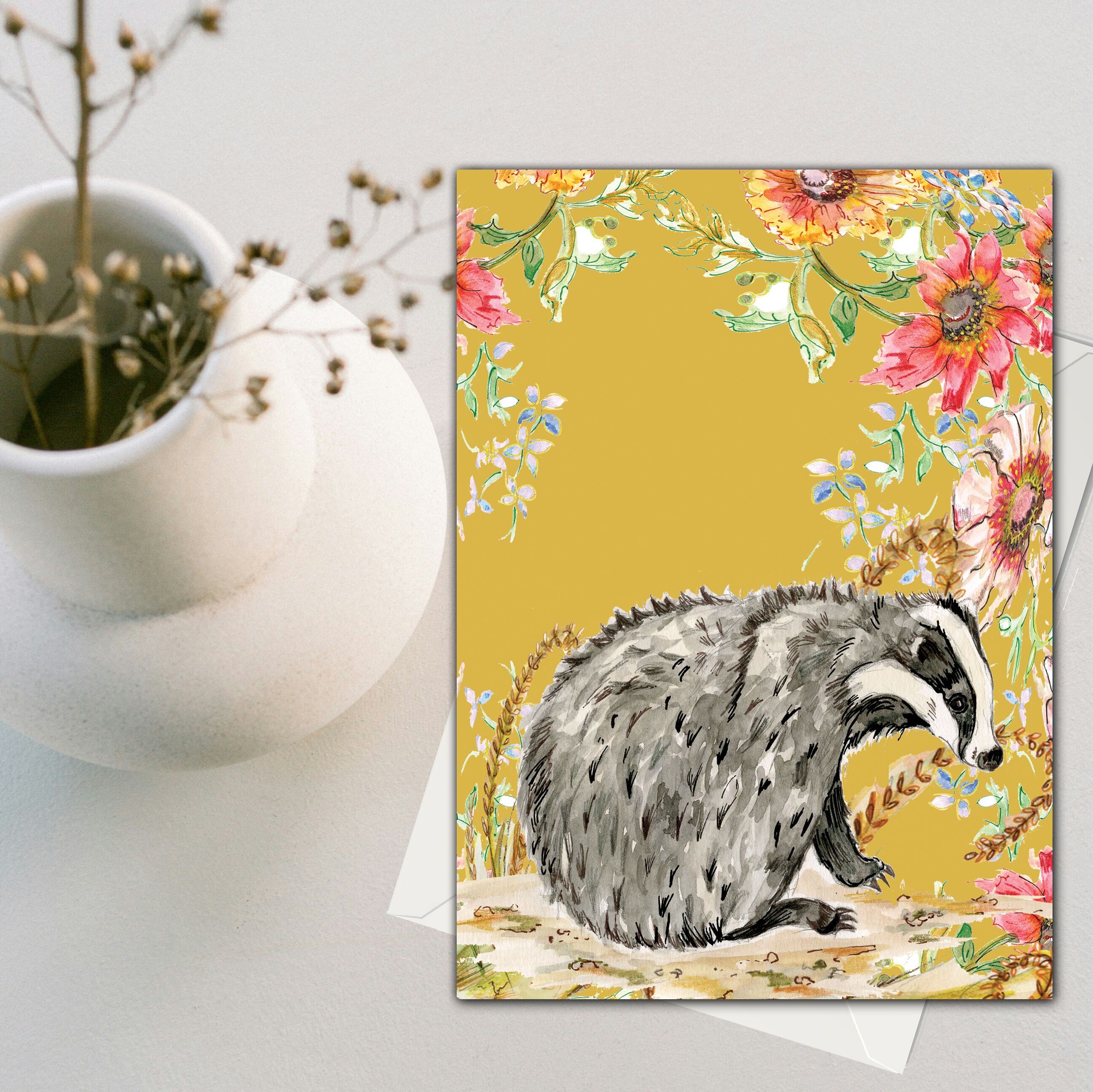 Biglietto d'auguri Whimsical Badger (120 x 170)