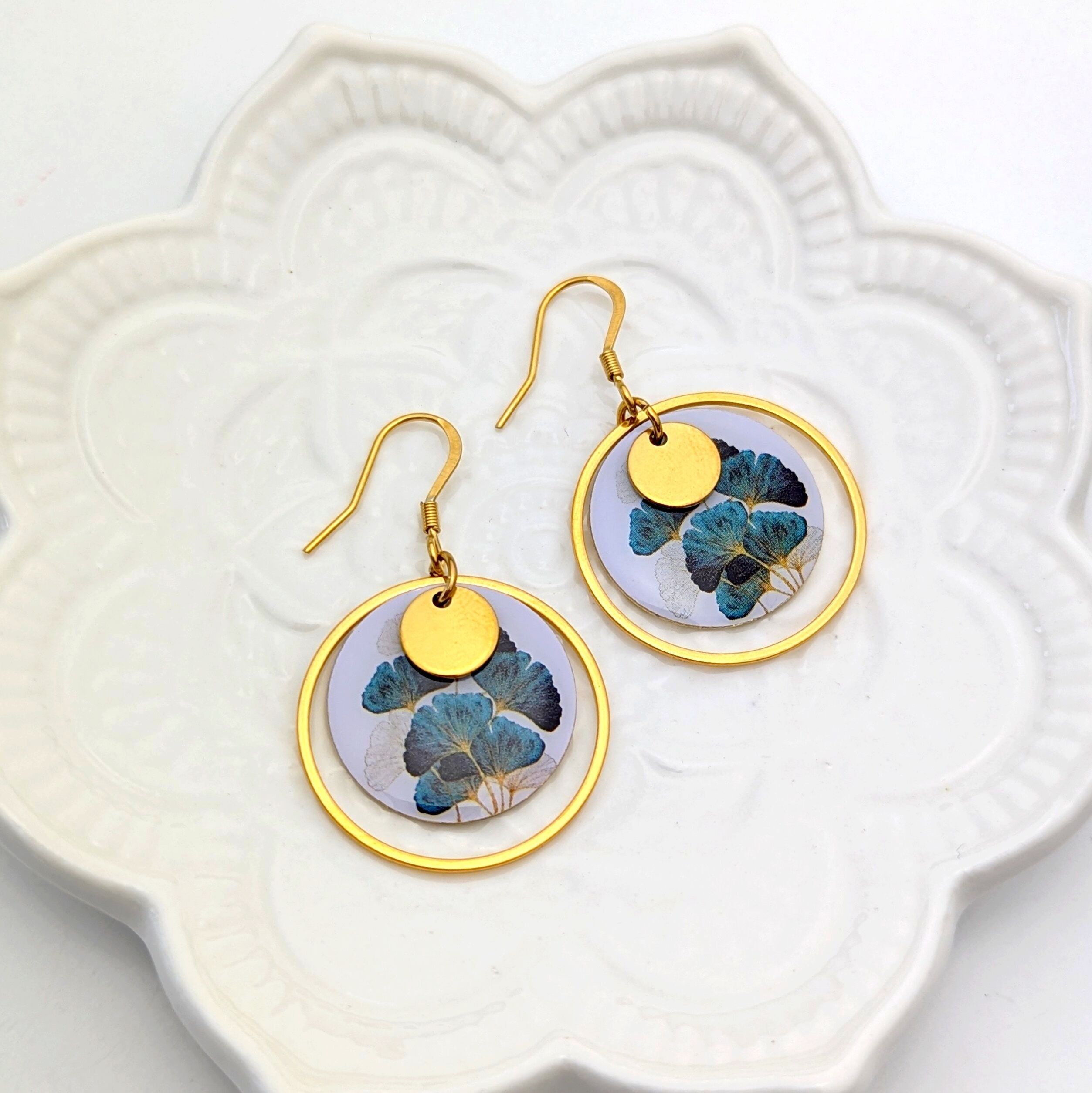 Boucles d'oreilles NAYA Feuilles de Ginkgo pour femme