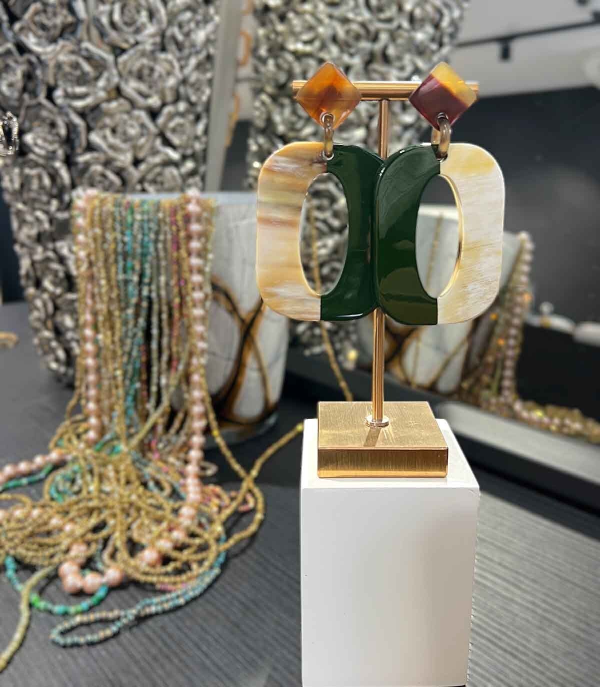 Orecchini in vero corno - Verde