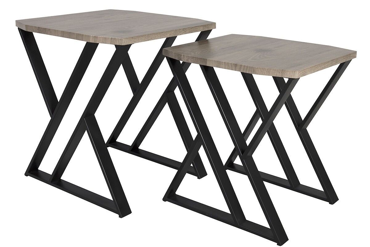 2 Satztische, Holz/Metall