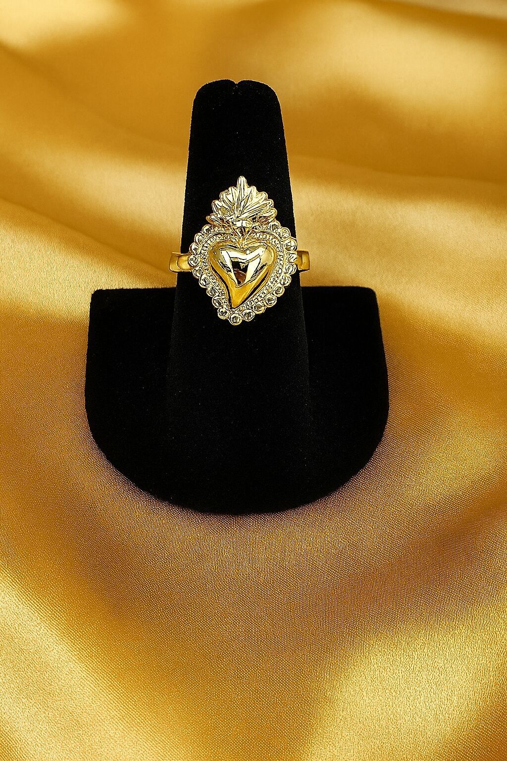 Gold-tone stainless steel ex-voto ring