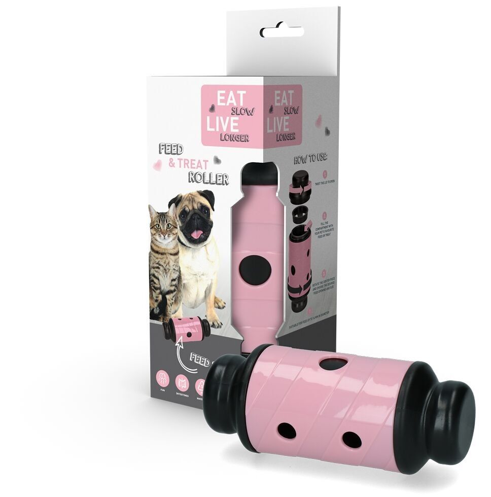 Mangez lentement, vivez plus longtemps. Rouleau rose pour nourrir et gâter.