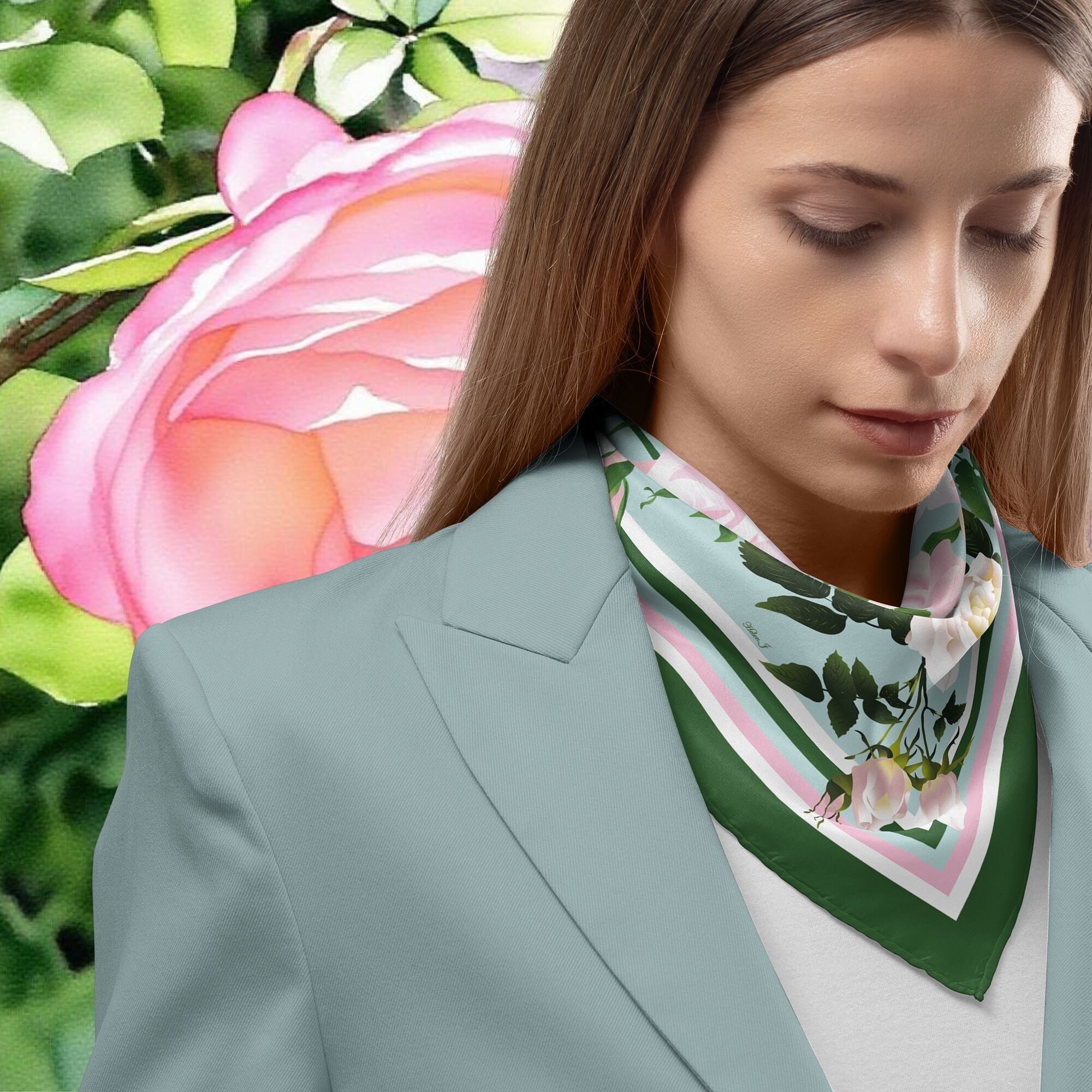 Sciarpa in twill di seta rosa