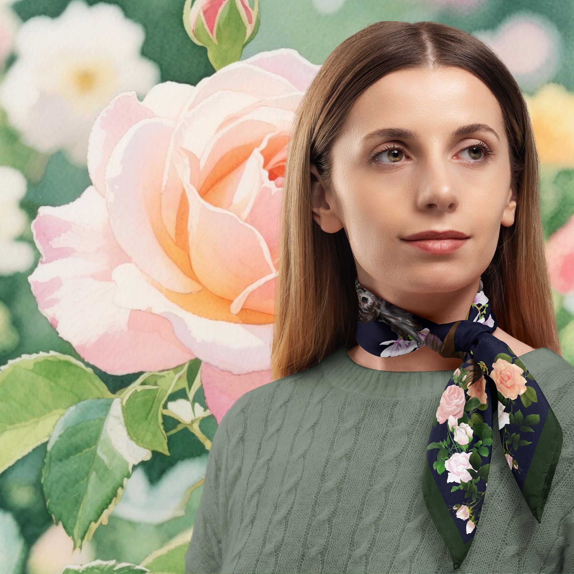 Bufanda de sarga de seda Secret Garden