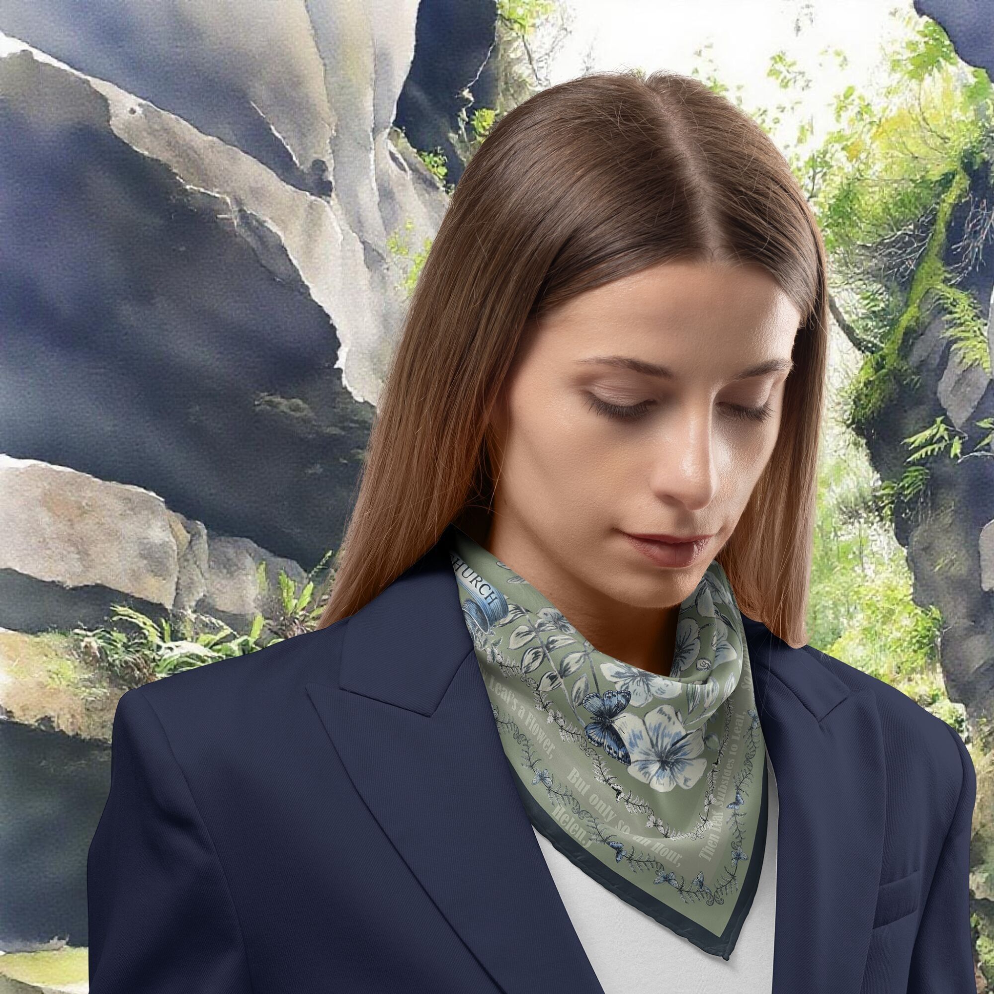 Chiesa di Luds – Sciarpa in twill di seta floreale