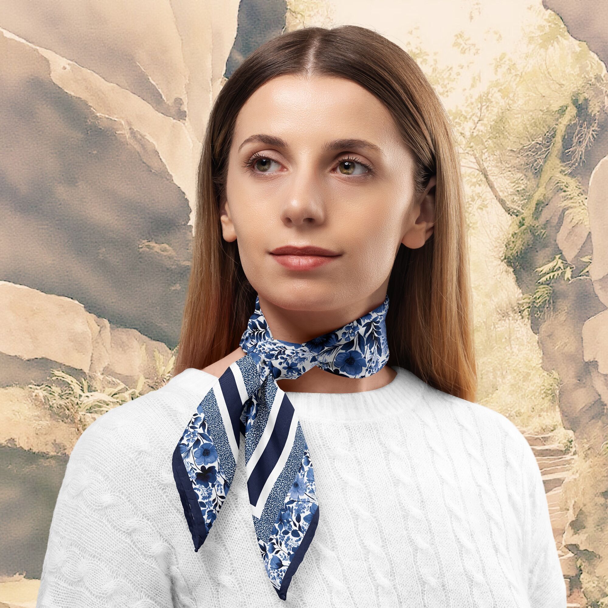 Iglesia de Luds – Pañuelo de seda con flores del bosque