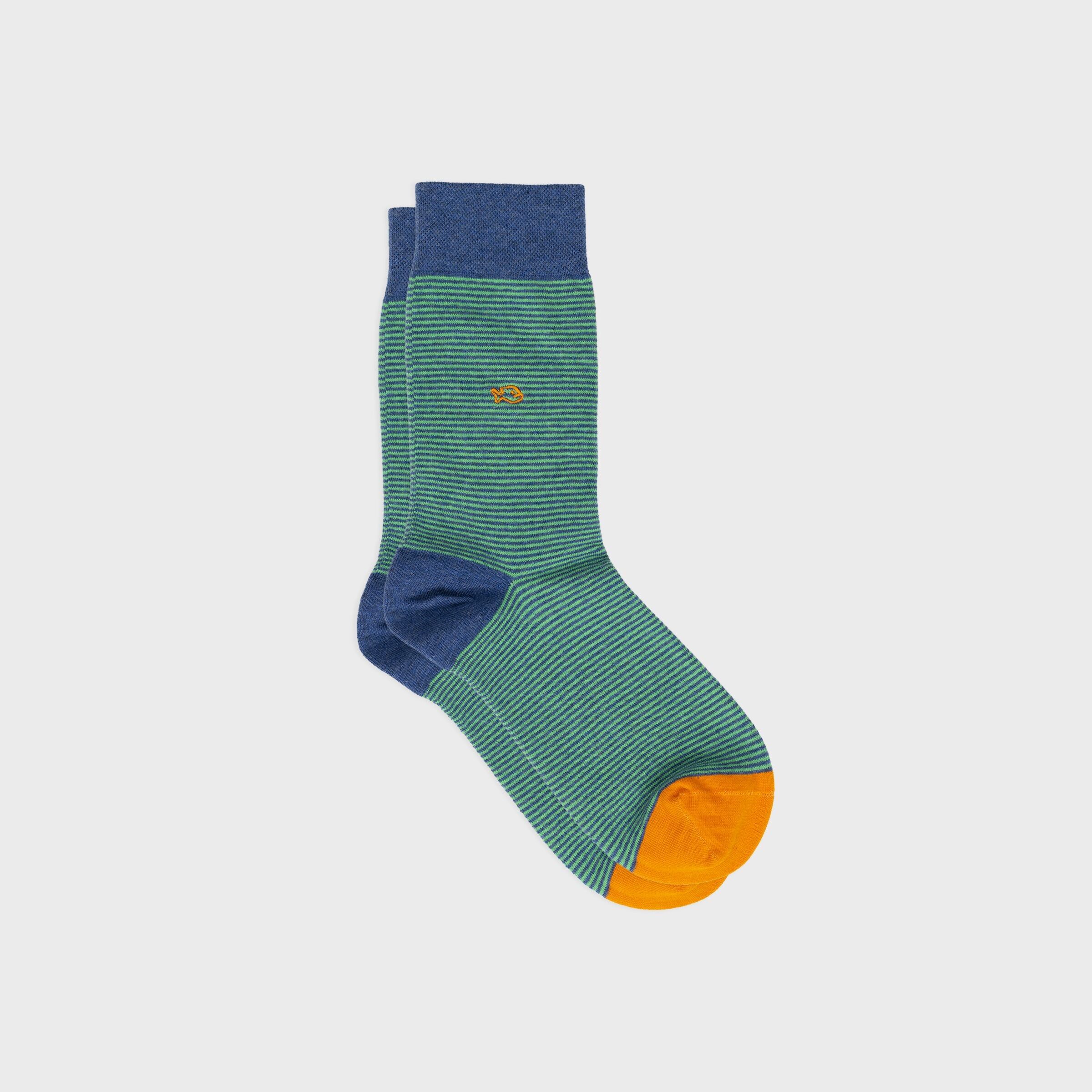 Striped combed cotton socks - Garden party