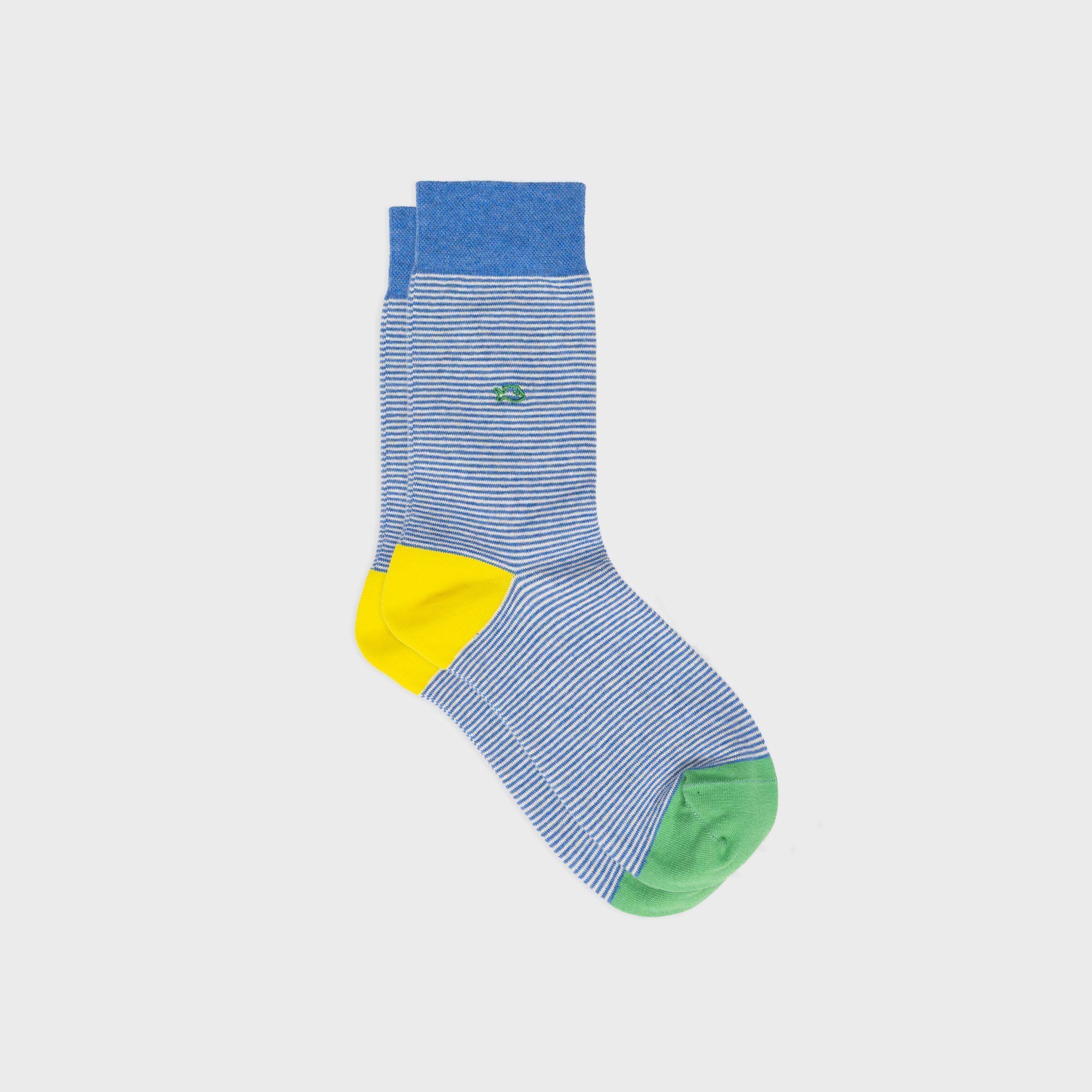 Striped combed cotton socks - Seaside