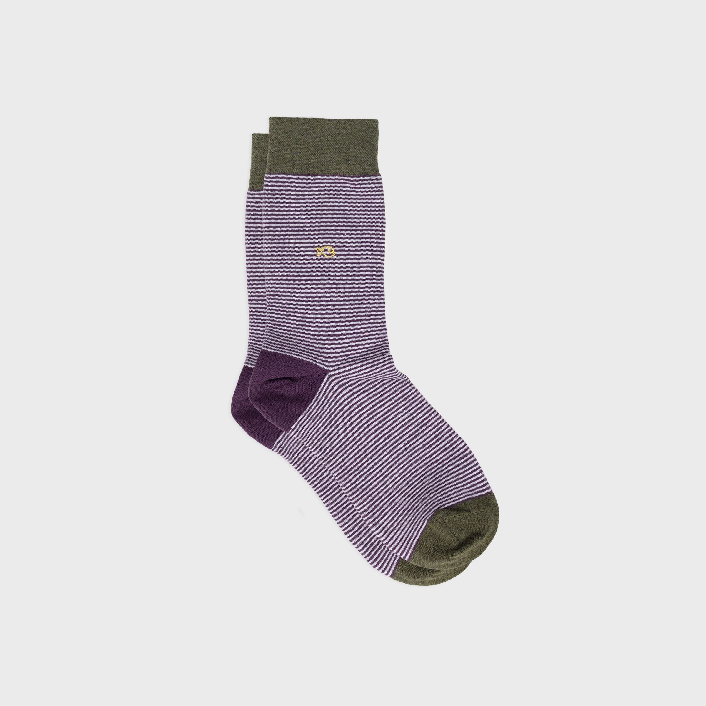 Striped combed cotton socks - Pomerol