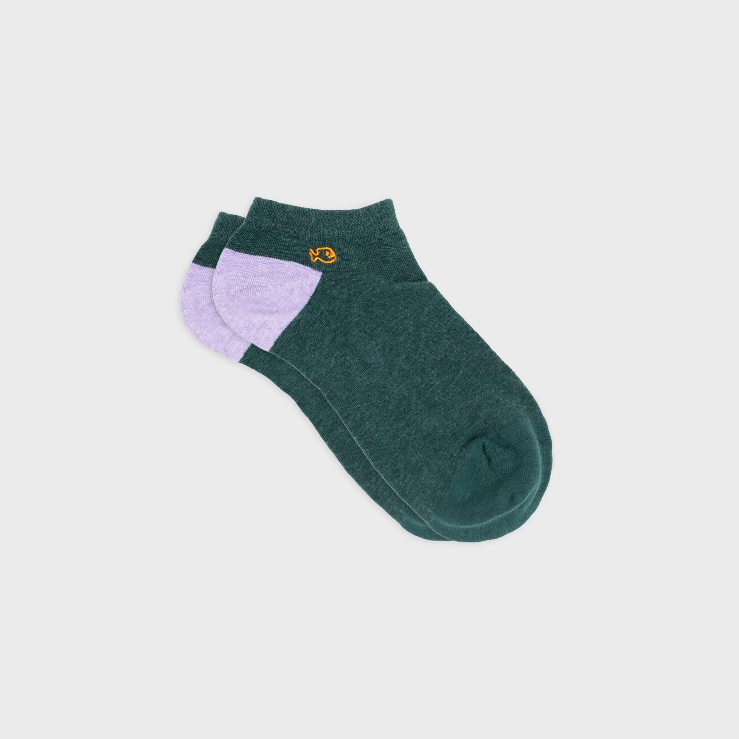 Plain combed cotton ankle socks - Heather green