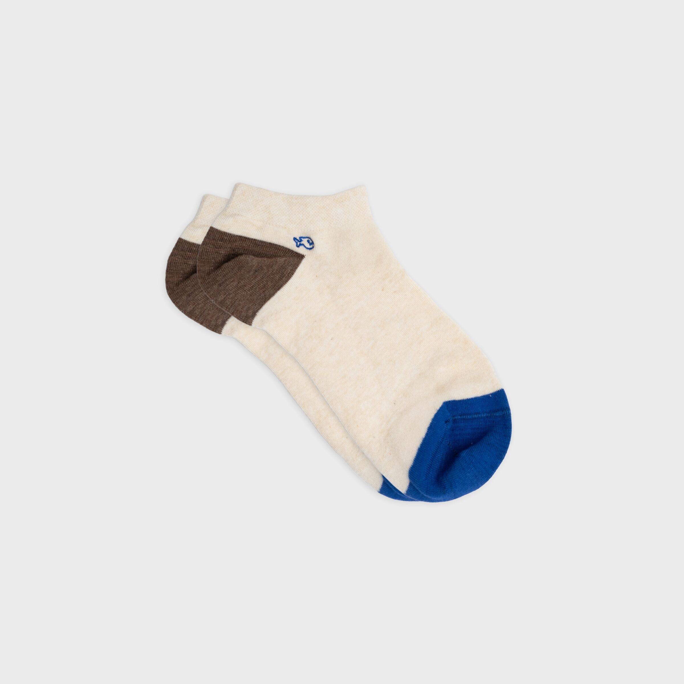 Plain combed cotton ankle socks - Heather beige