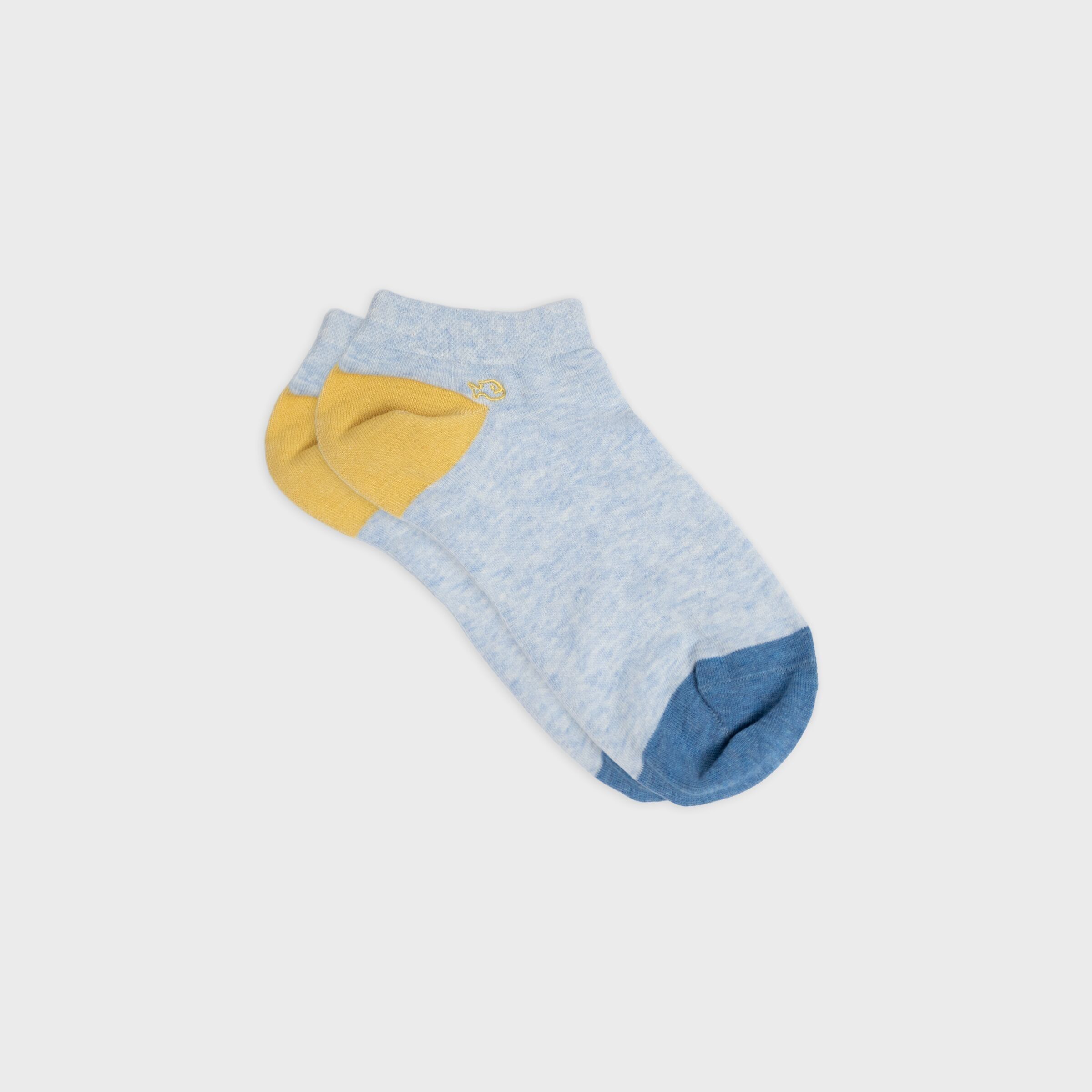 Plain combed cotton socks - Heather light blue