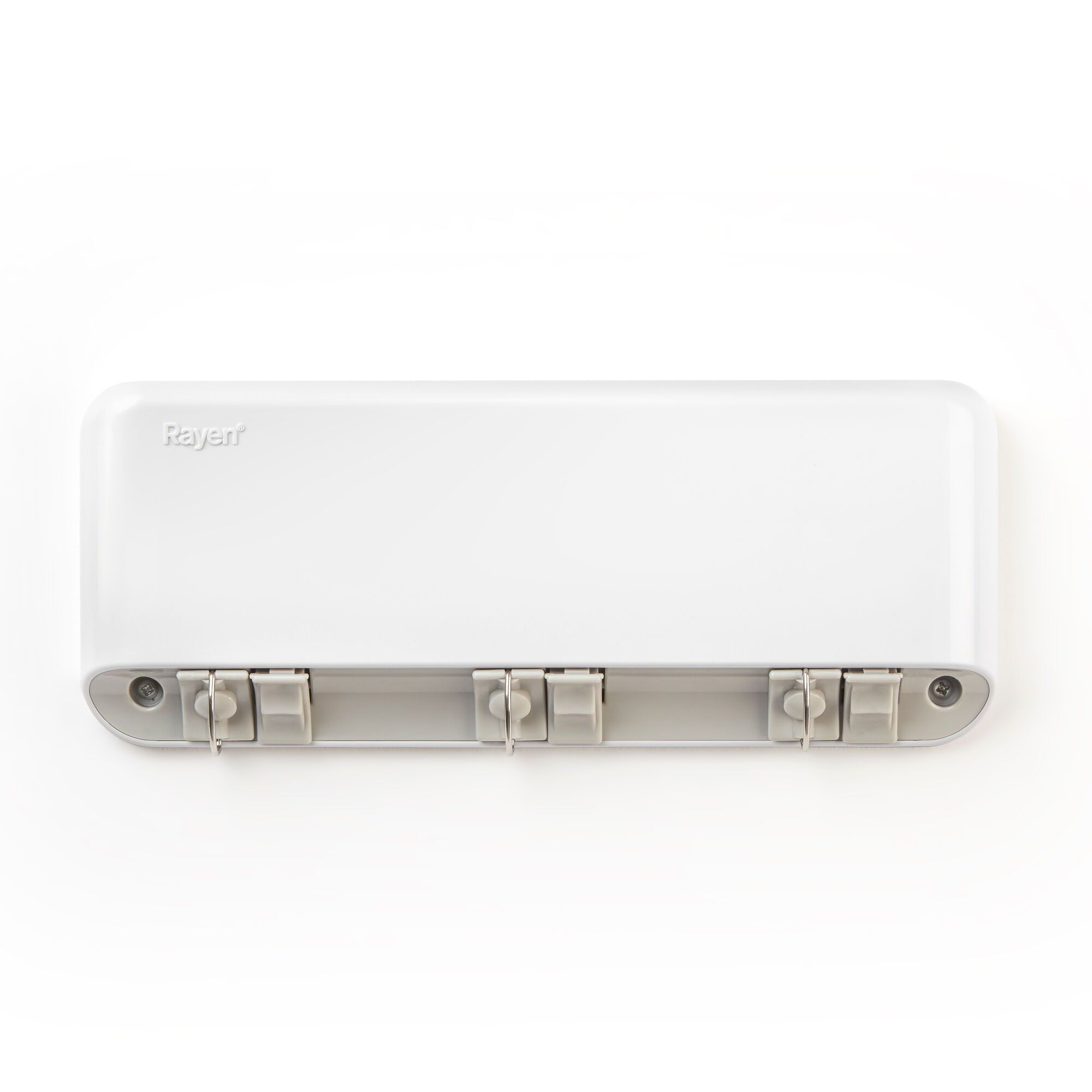 Rayen | Tendedero Extensible ABS | 3 Cuerdas Independientes | Recogida Automática de Cuerda | Tendedero para uso interior y exterior | Superficie de secado 15 m | 28.5 x 11.5 x 3.5 cm | Blanco