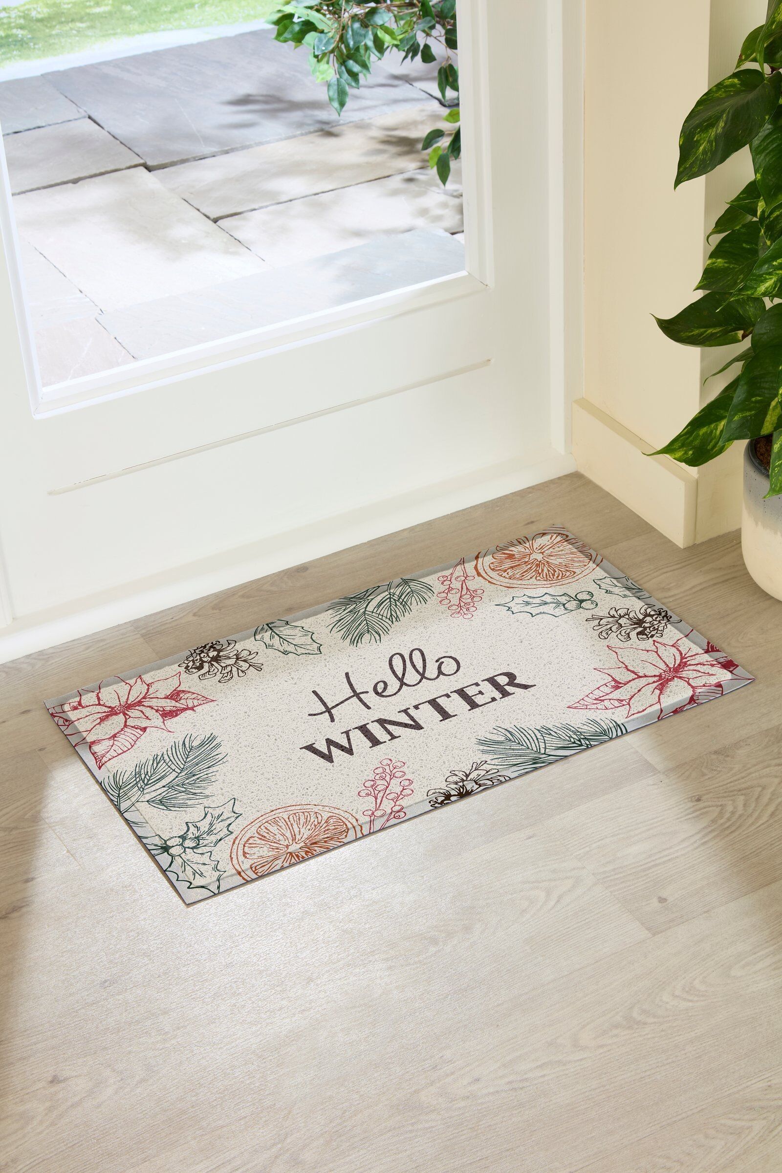 Hallo Winter Fußmatte für drinnen und draußen (90 x 60 cm)