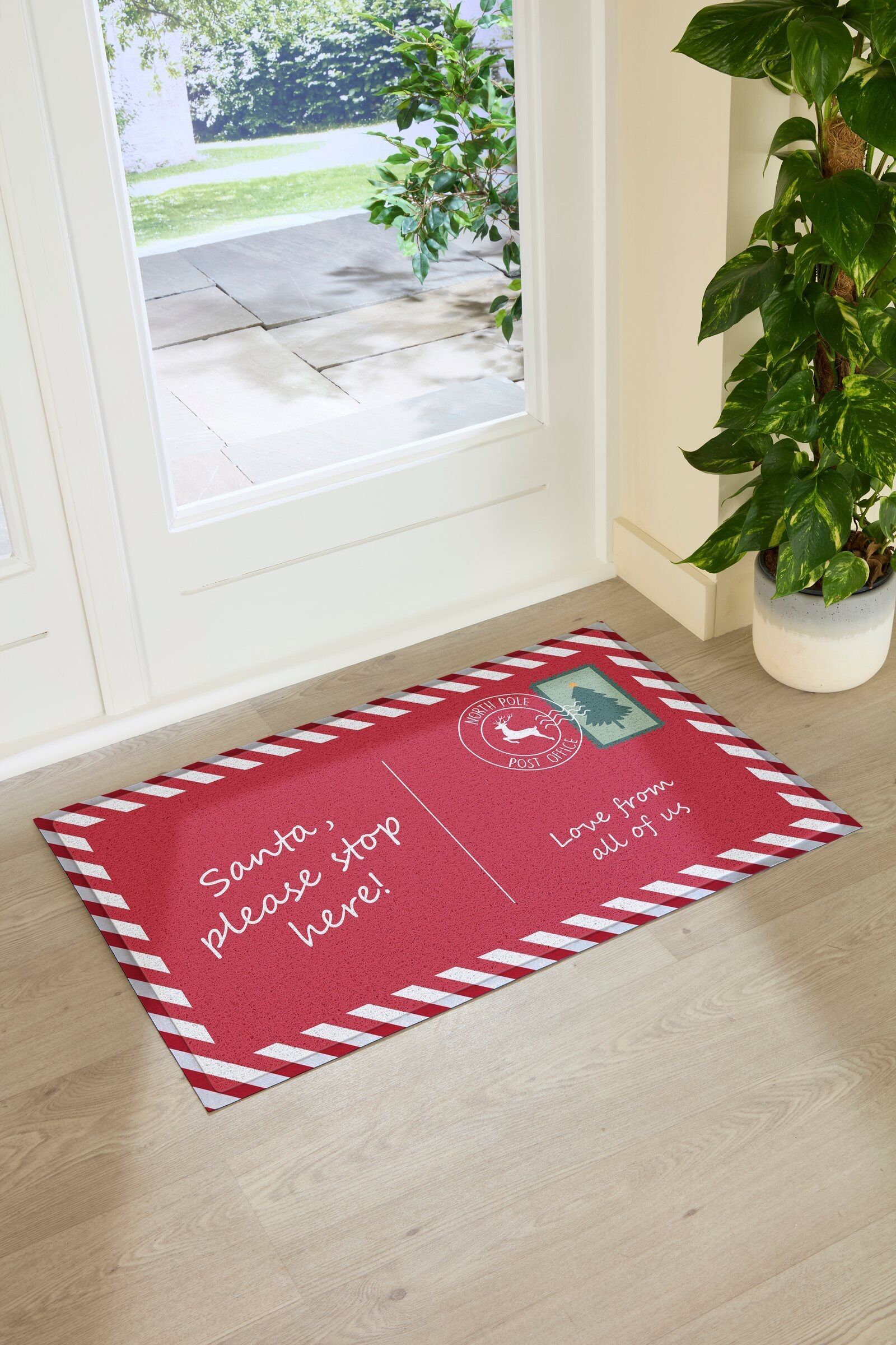 Fußmatte „Santa Stop Here“ für drinnen und draußen (90 x 60 cm)