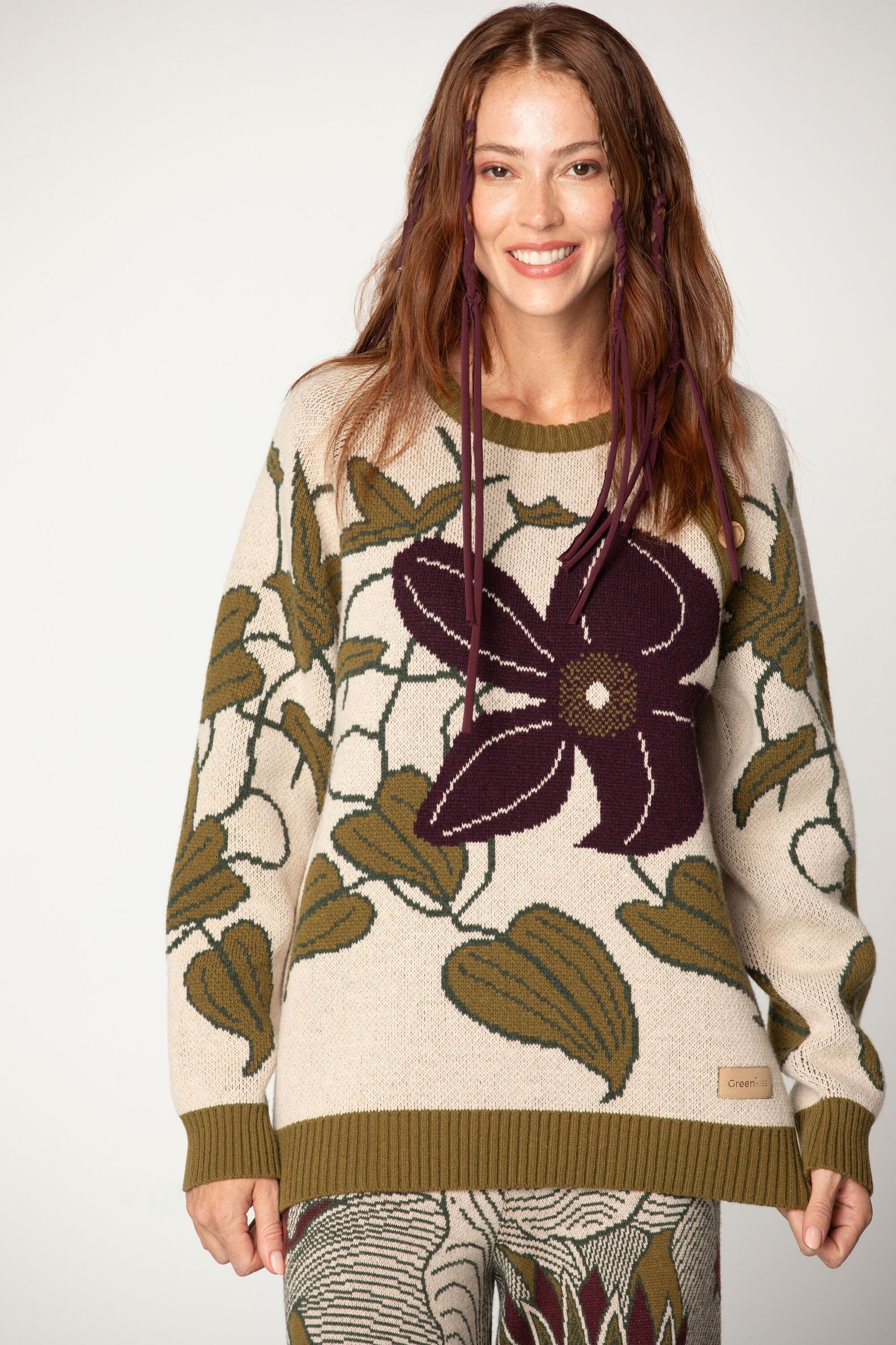 Suéter de flores Jacquard