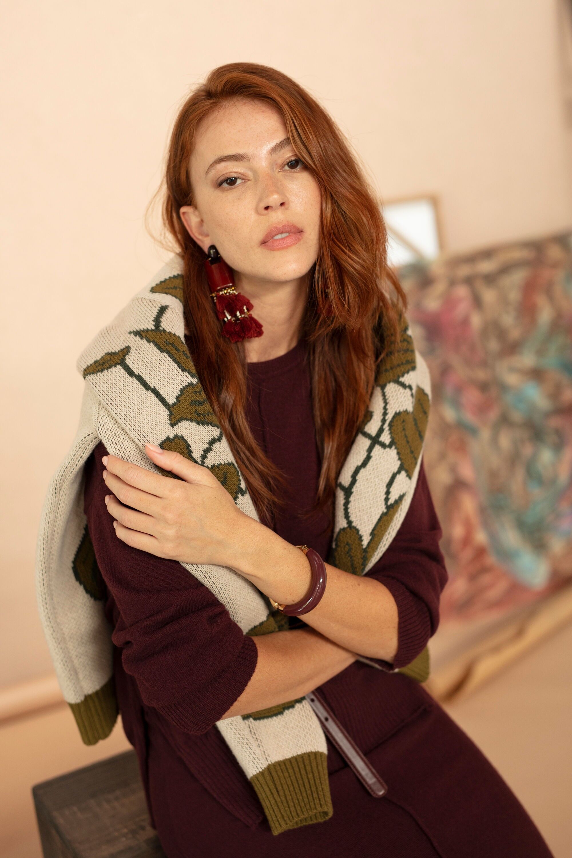 Suéter de cuello redondo de punto