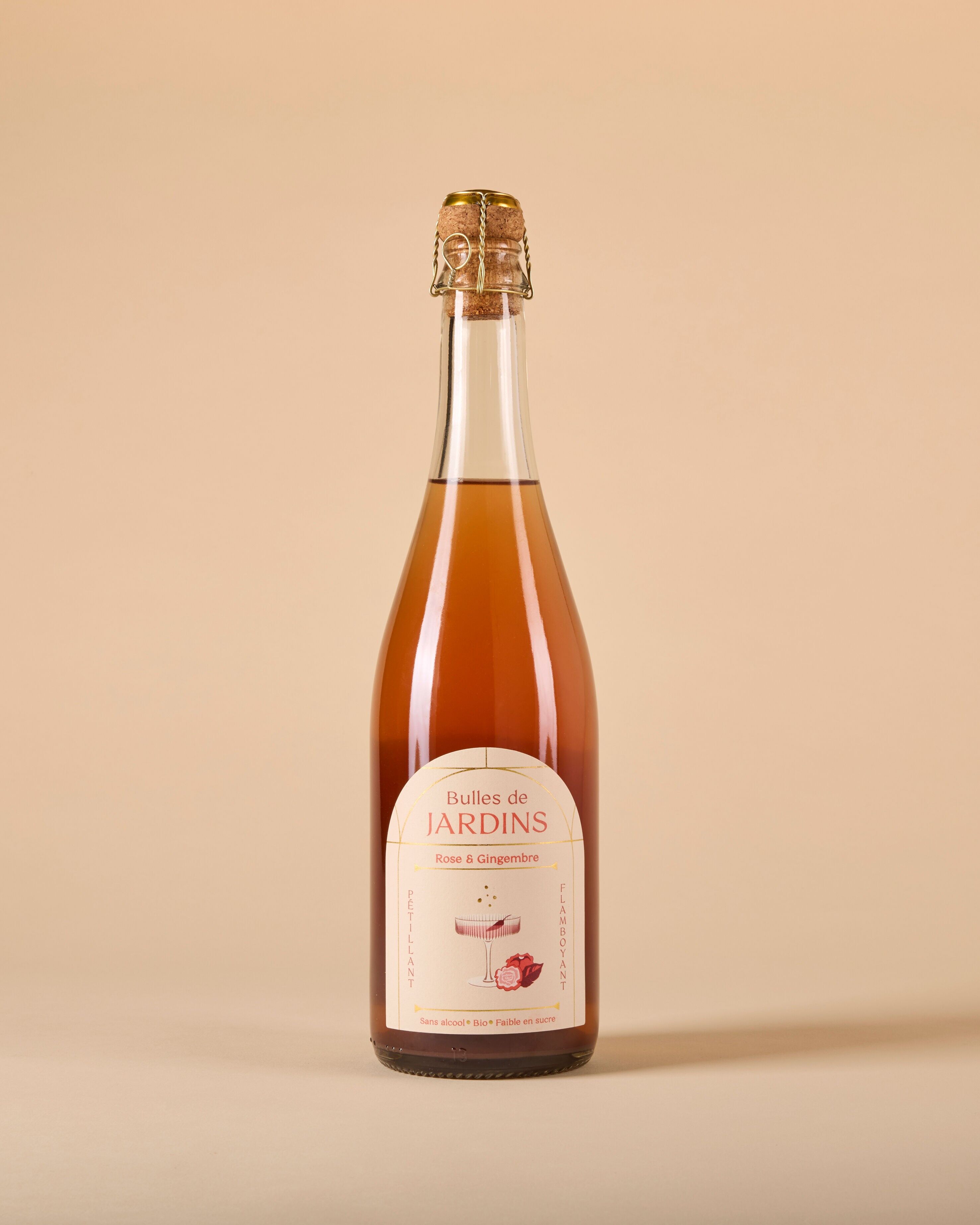 Pétillant sans alcool Rose & Gingembre - 75 cL - BIO et faible en sucre
