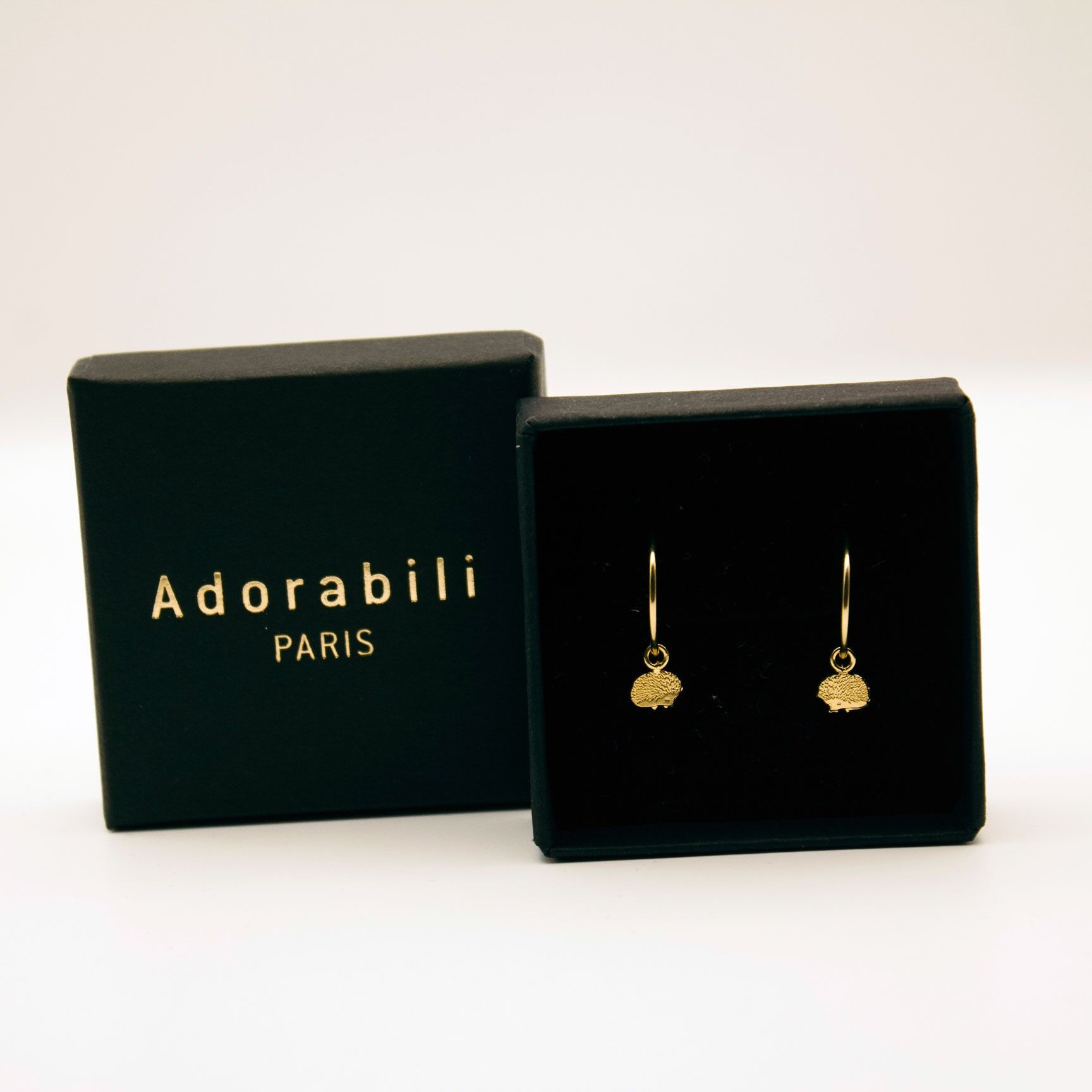 Orecchini a cerchio a forma di riccio placcati in oro (1 micron) - realizzati in Francia