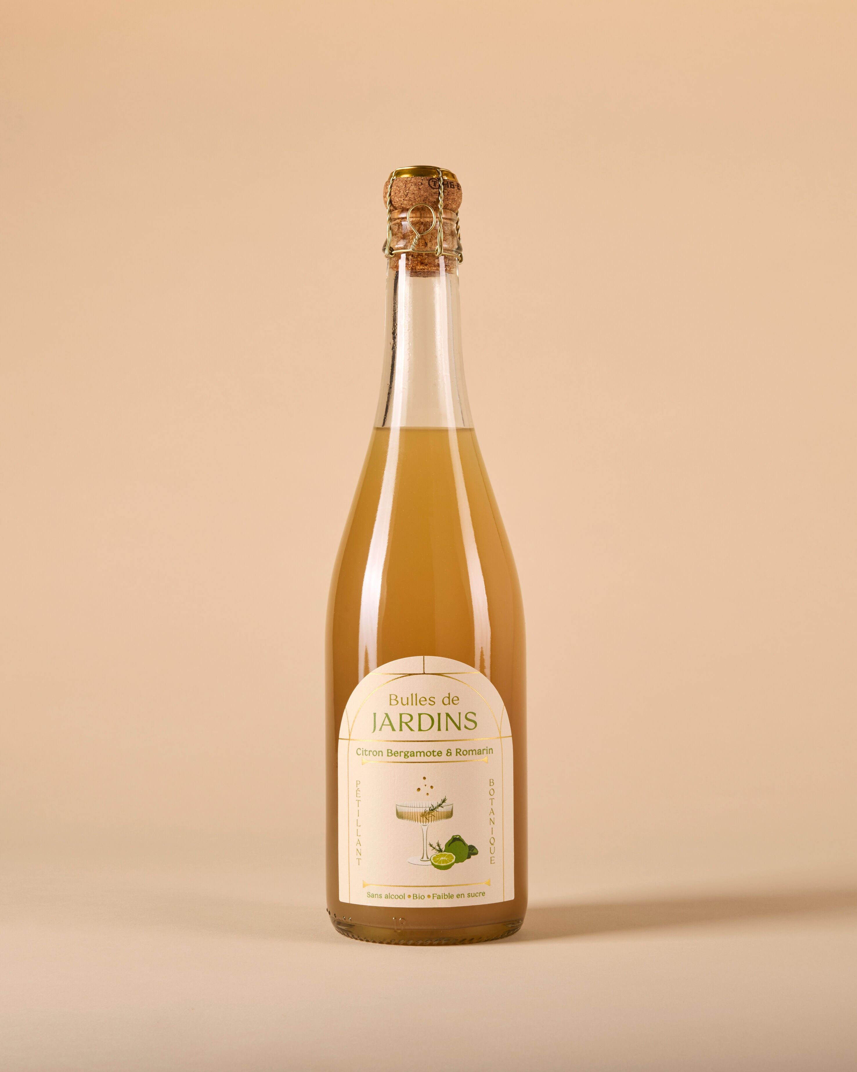 Bulles de Jardins Bergamote & Romarin - 75 cL - Pétillant sans alcool BIO et faible en sucre