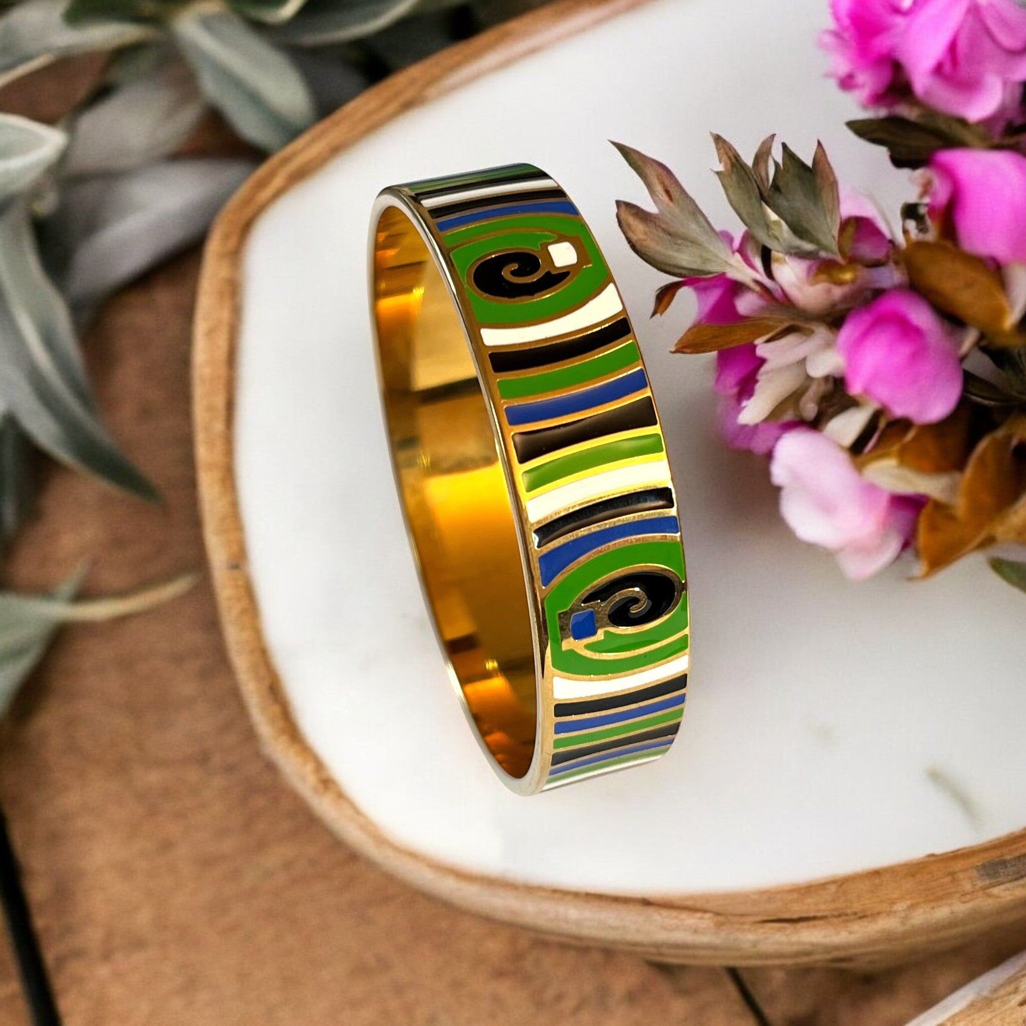 Bracciale rigido in acciaio inossidabile e smalto "MYRION"