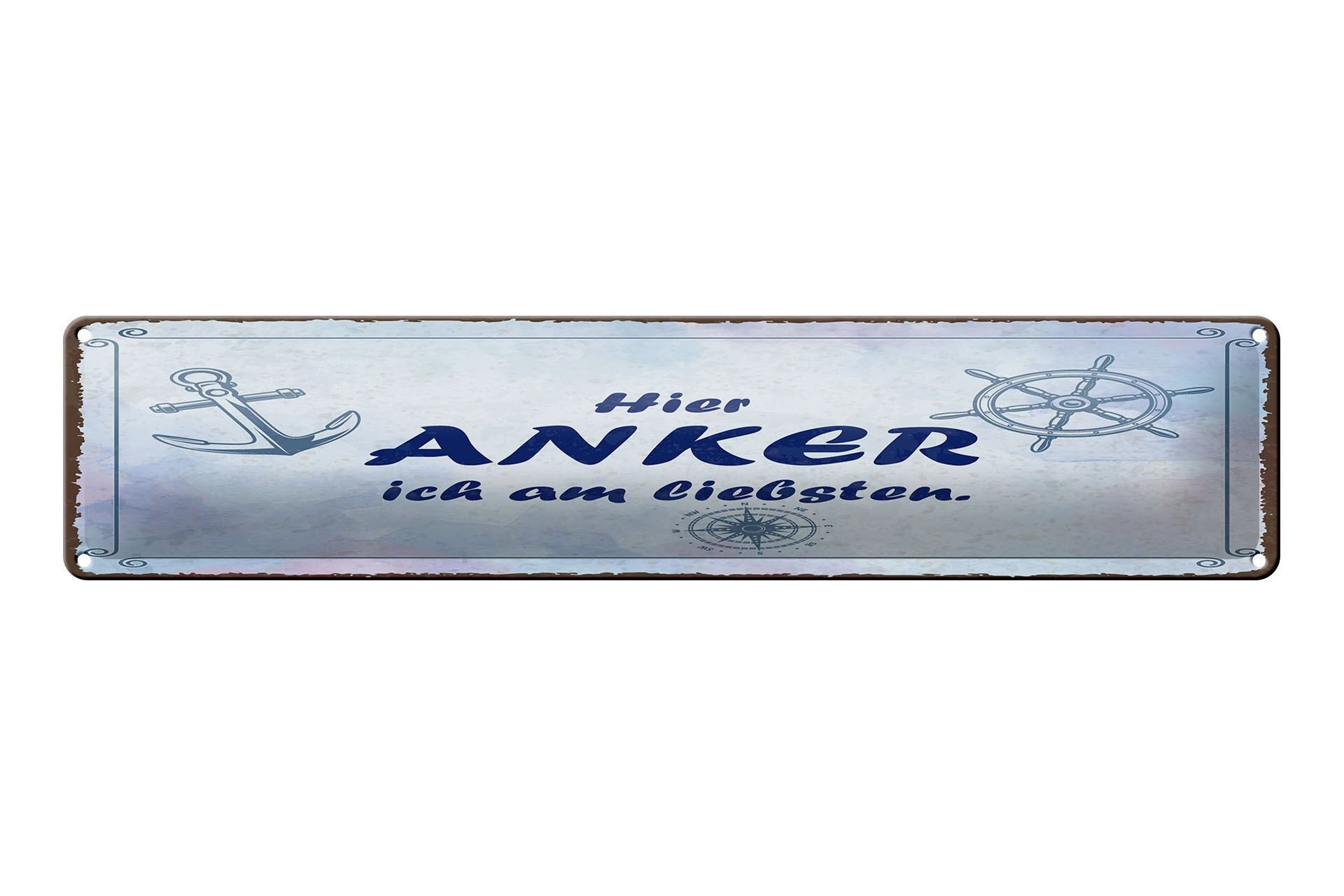 Cartello in metallo con scritta, 46x10 cm. Qui mi piace ancorare di più. Cartello decorativo.