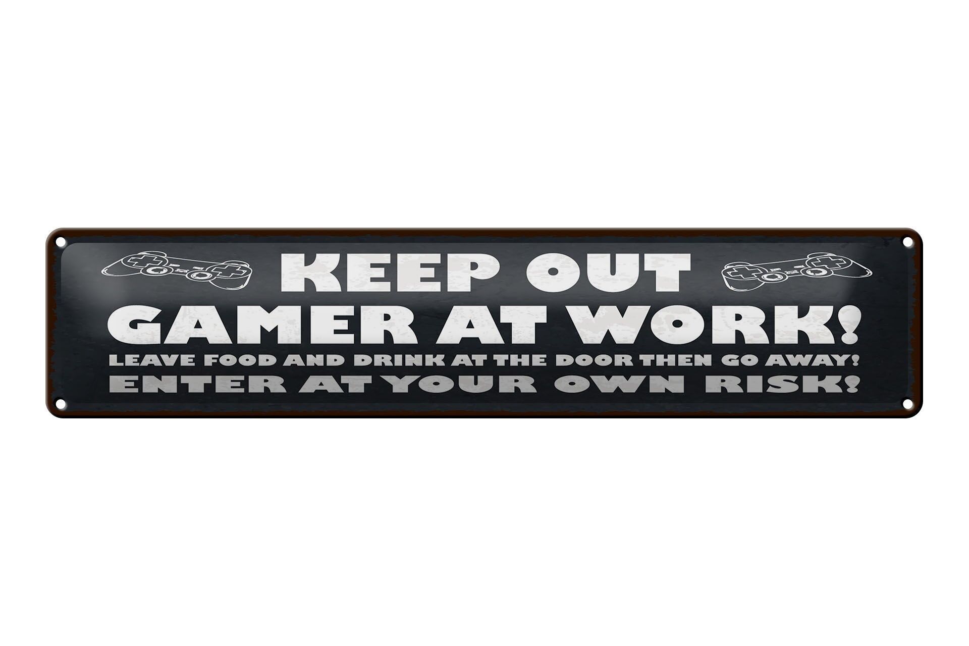 Cartello in metallo con scritta, 46x10 cm: Vietato ai giocatori al lavoro, cartello decorativo