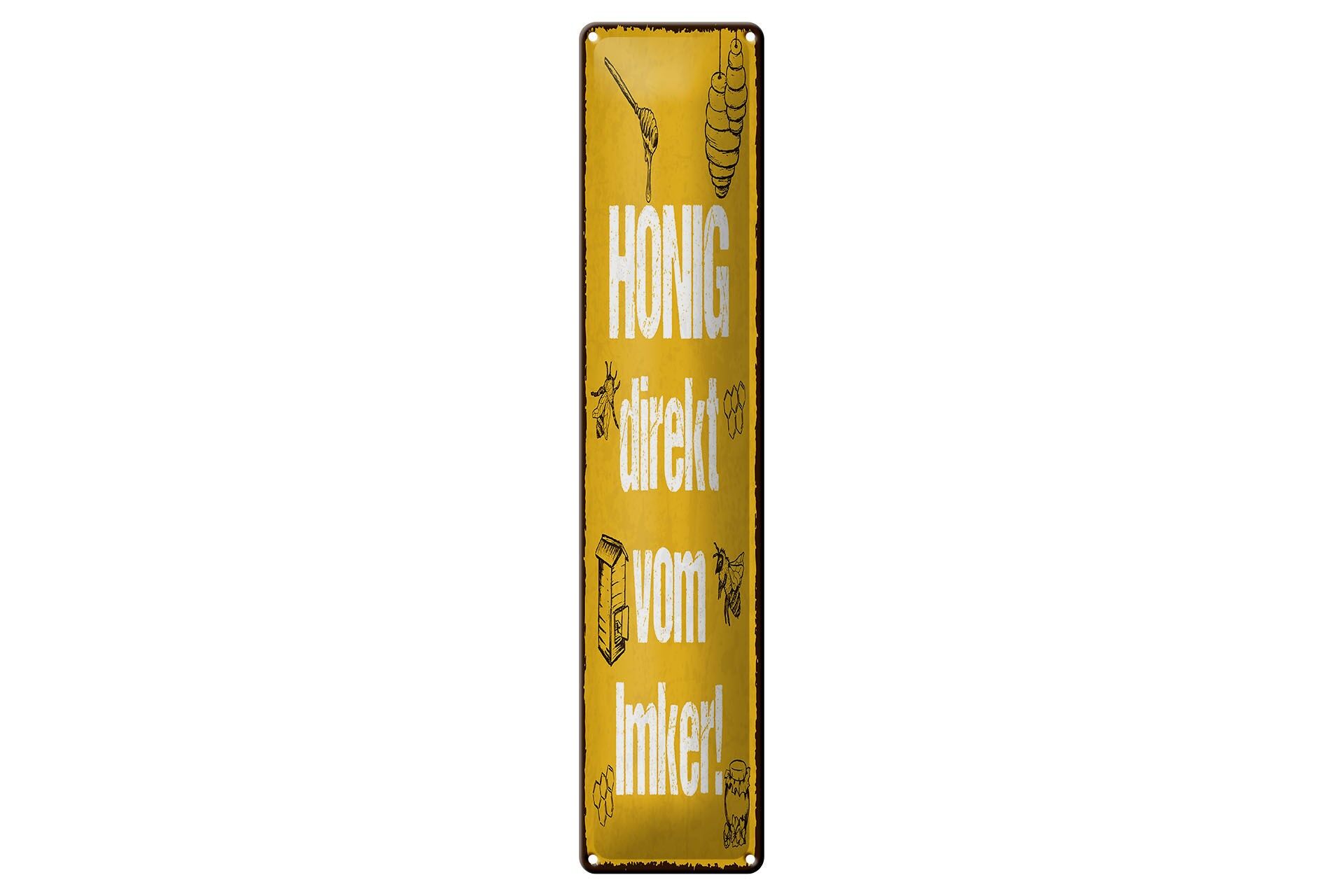 Insegna in metallo, pubblicitaria, 46x10 cm, miele direttamente dall'apicoltore, insegna decorativa