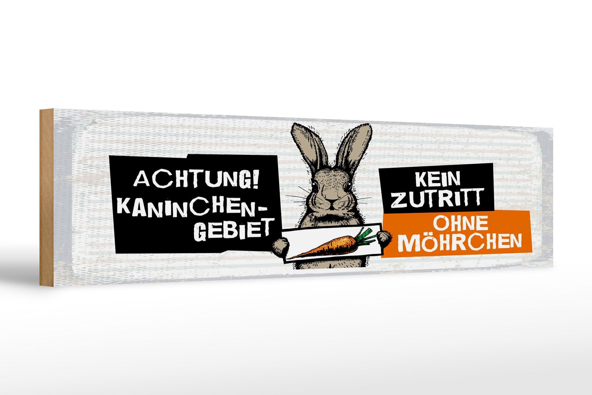 Cartello in legno con scritta, 46x10 cm: Attenzione: zona conigli, vietato l'ingresso senza carota