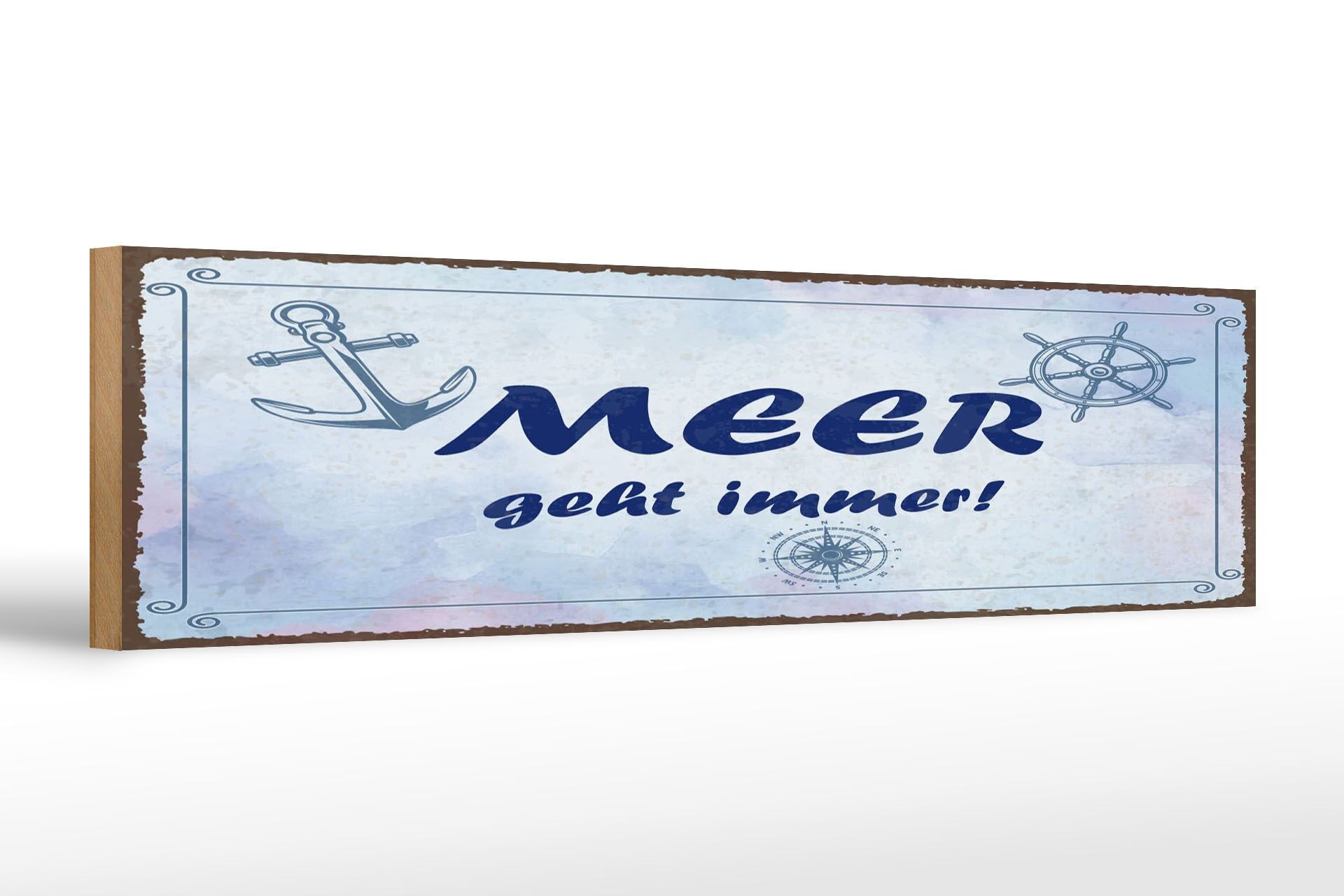 Holzschild Spruch 46x10 cm Meer geht immer Anker Deko Schild