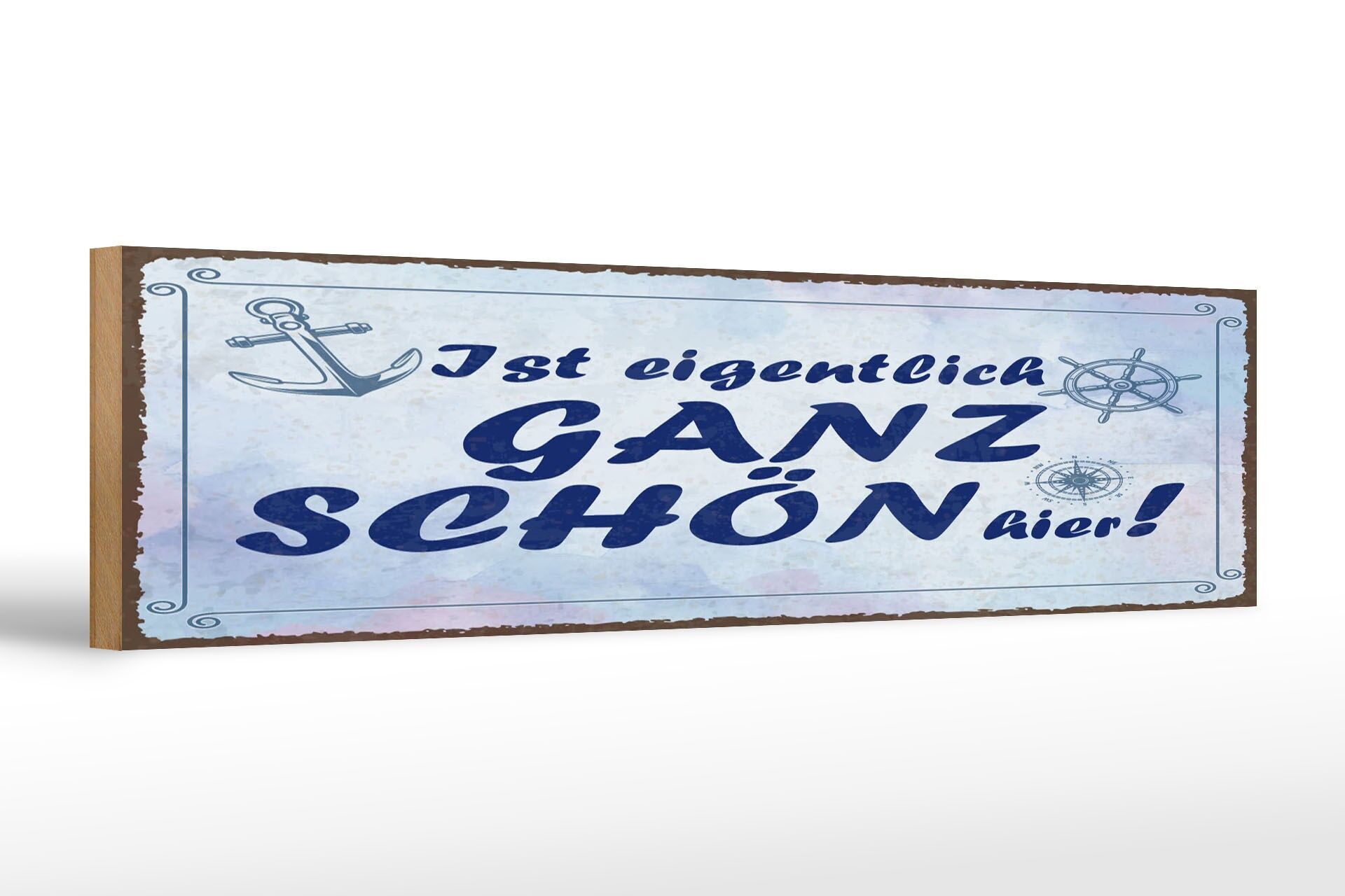 Cartello in legno con scritta, 46x10 cm: "Qui è davvero molto bello." Cartello decorativo