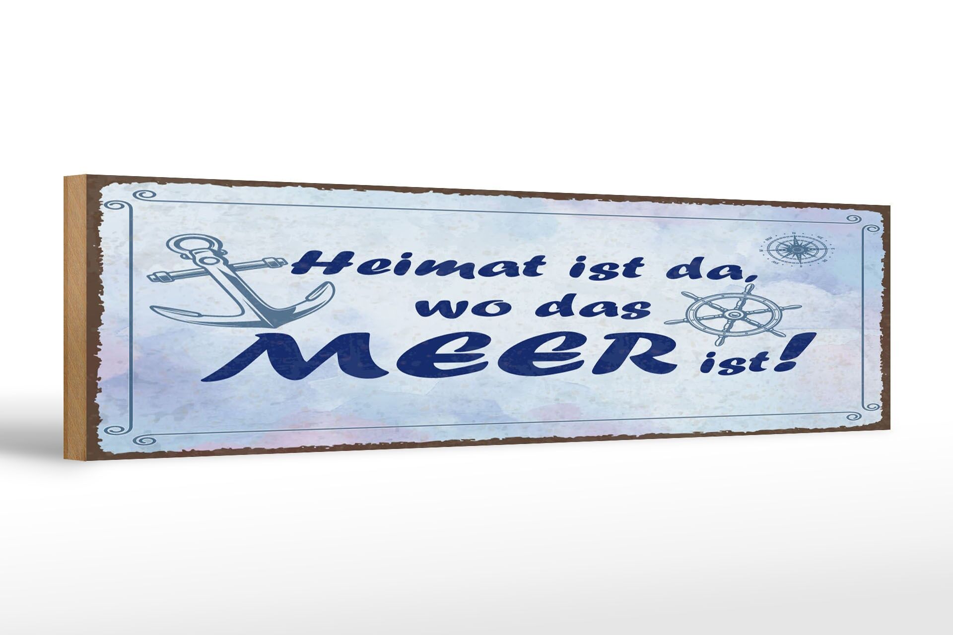 Cartello in legno con scritta, 46x10 cm, casa è dove c'è il mare, cartello decorativo