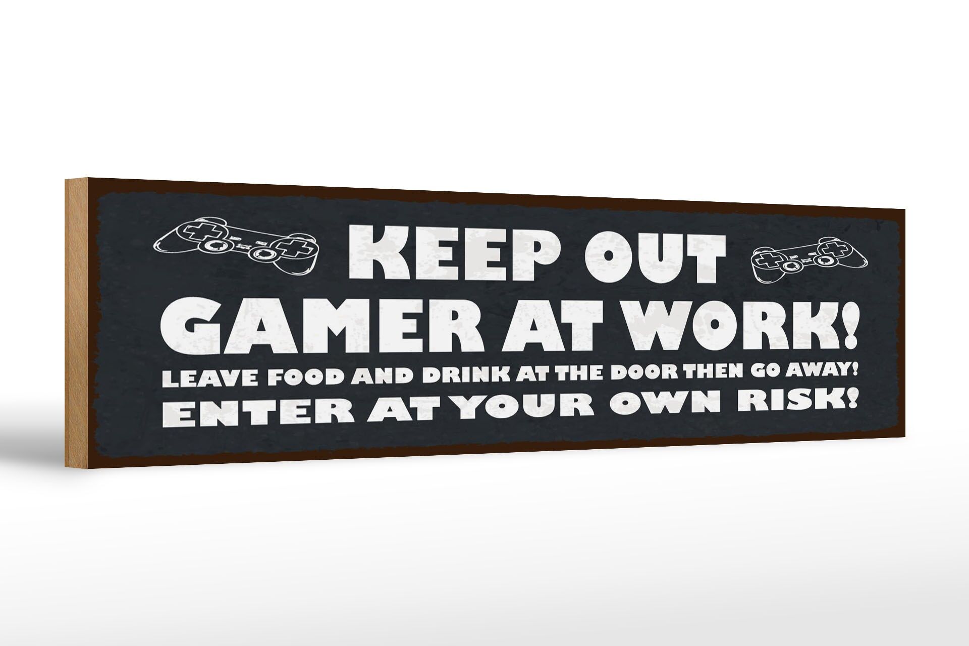 Cartello in legno con scritta, 46x10 cm: Vietato ai giocatori al lavoro, cartello decorativo