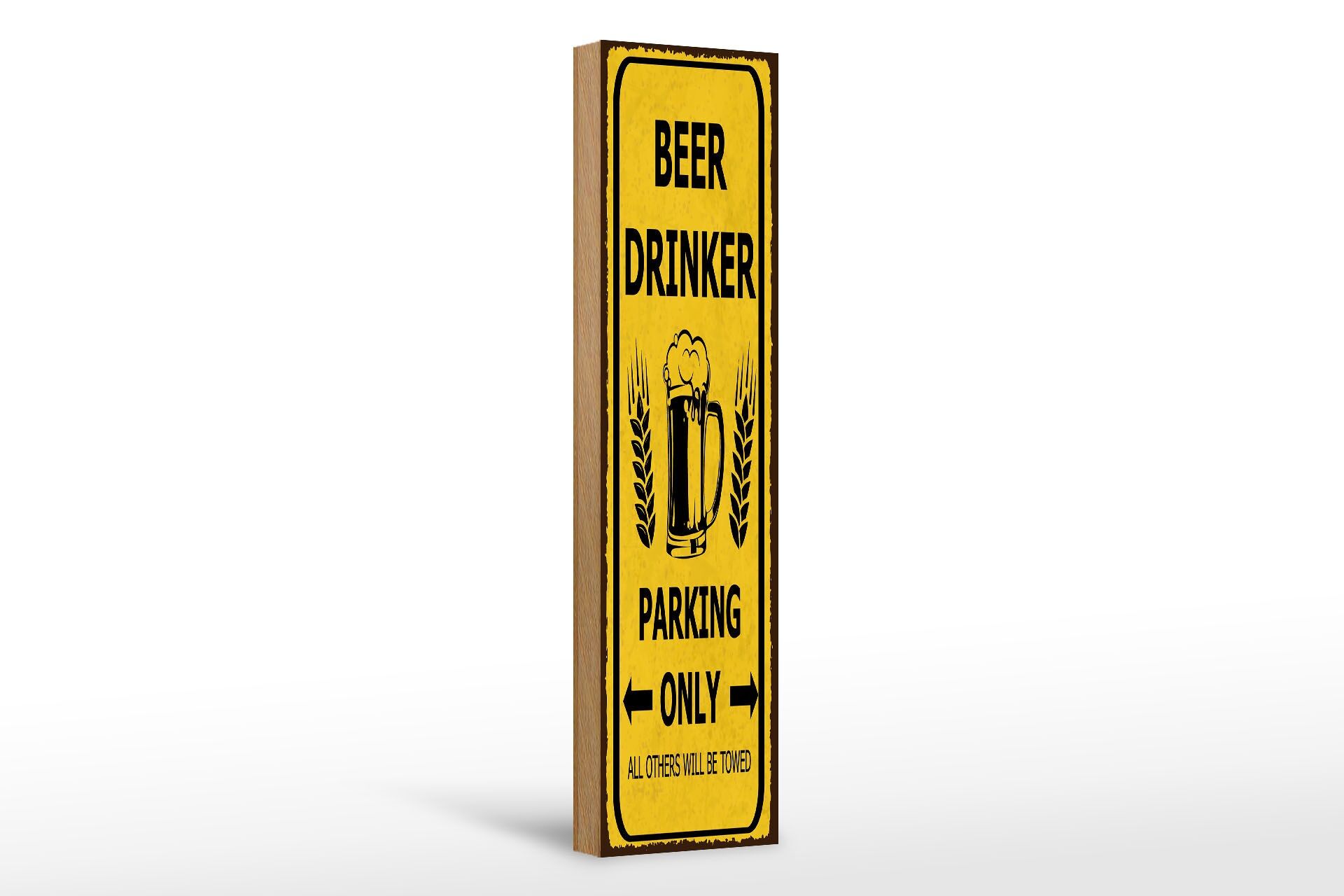 Cartello in legno con scritta, 46x10 cm: Parcheggio riservato ai bevitori di birra, cartello decorativo