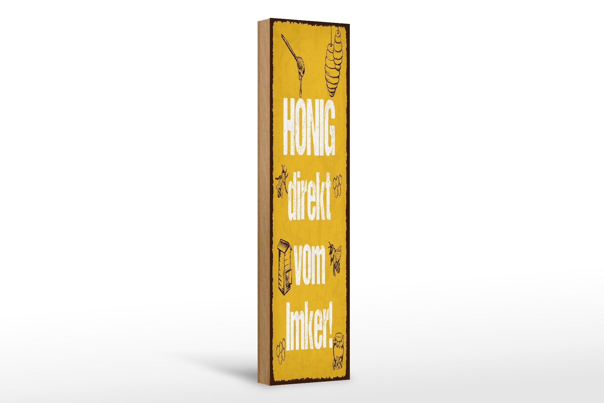 Cartello pubblicitario in legno 46x10 cm Miele direttamente dall'apicoltore Cartello decorativo