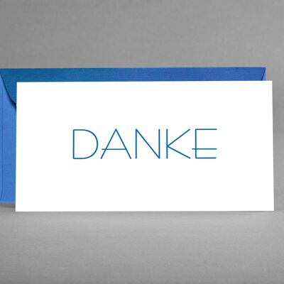 SERIÖS IN BLAU: Weiße Danke-Karte mit blauer Schrift inkl. Kuvert