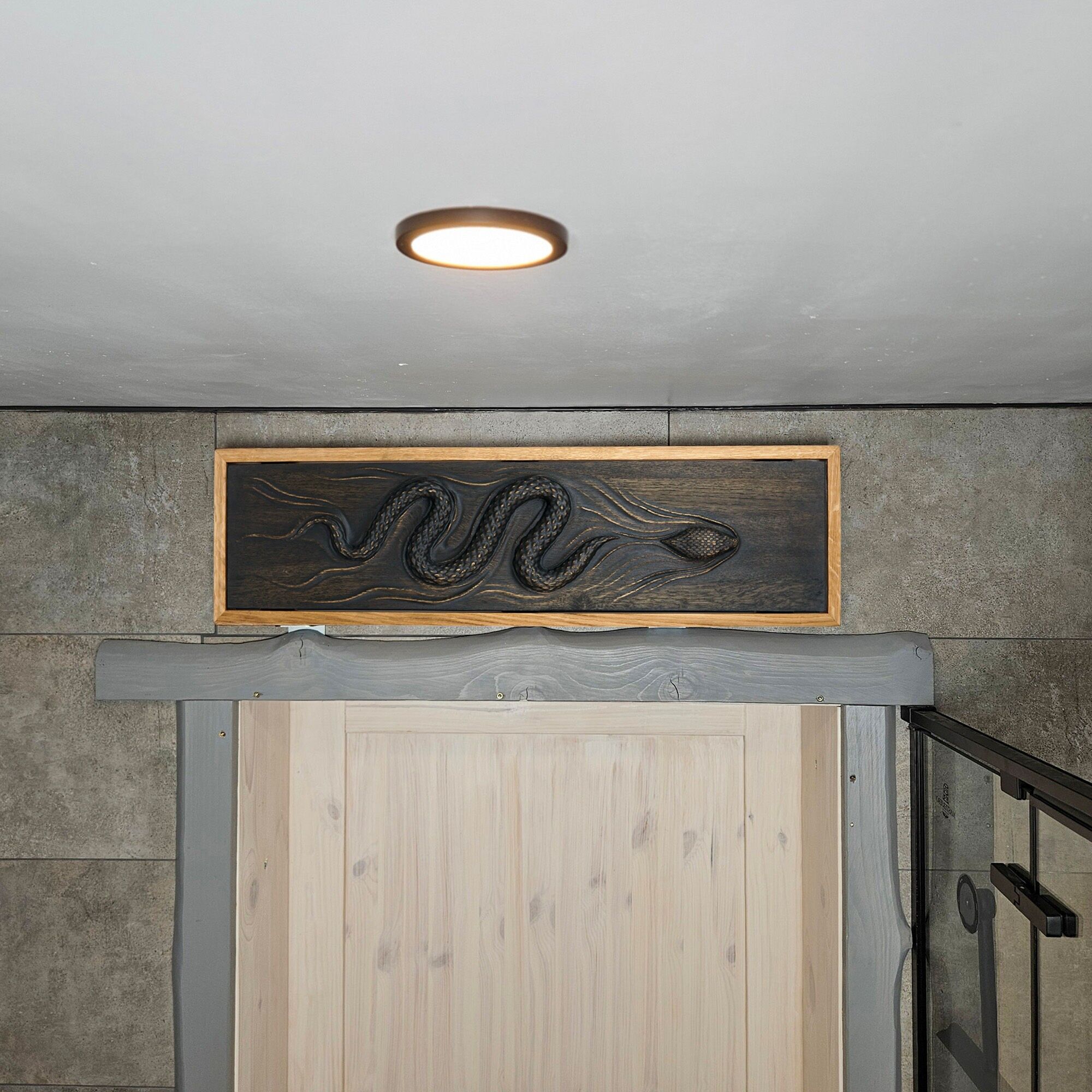 Scultura da parete in legno 3D a forma di serpente, arte animale intagliata realistica per la casa, la cabina e l'ufficio, regalo perfetto per gli amanti dei rettili