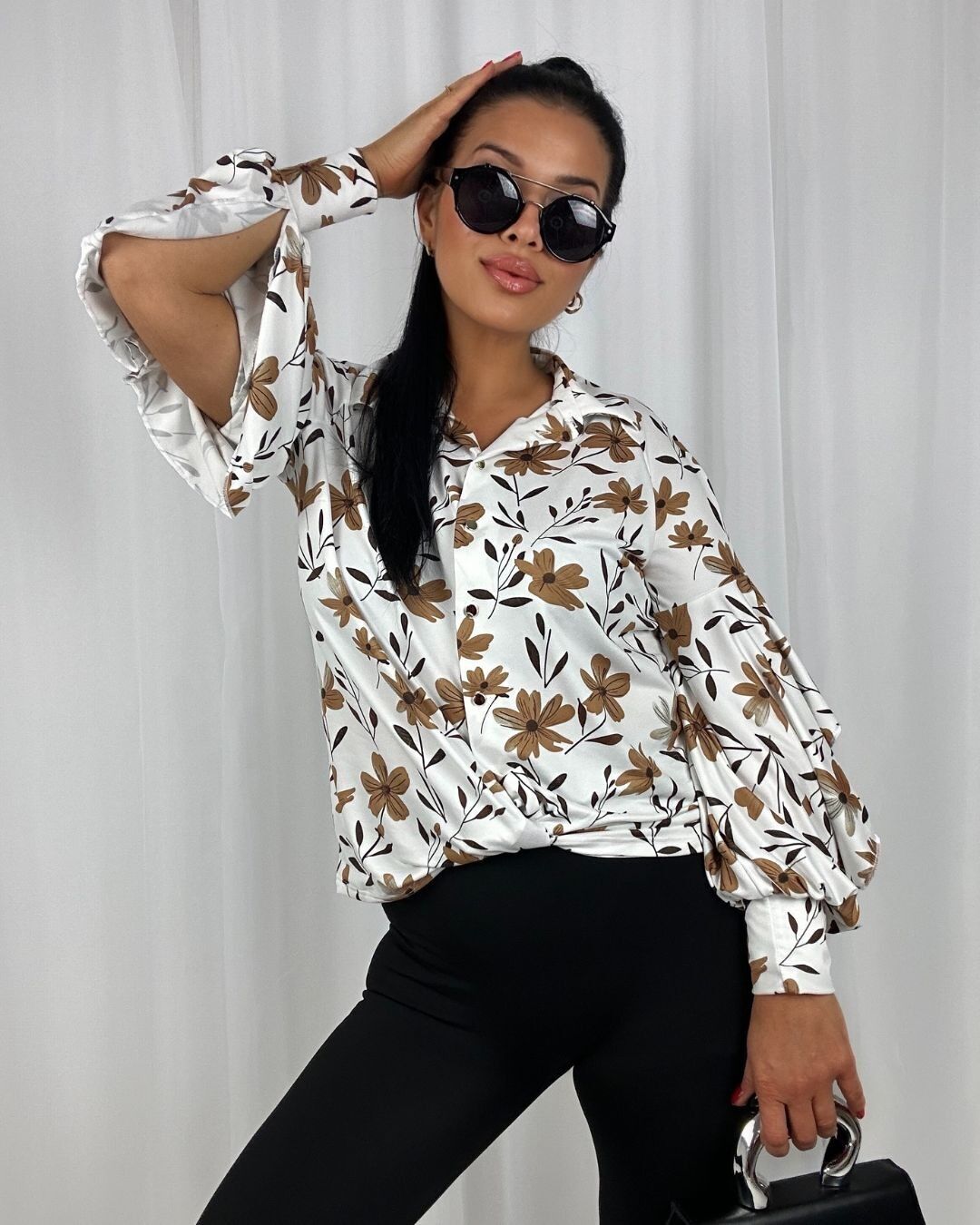 Chemisier fleuri à manches bouffantes - LOUI.