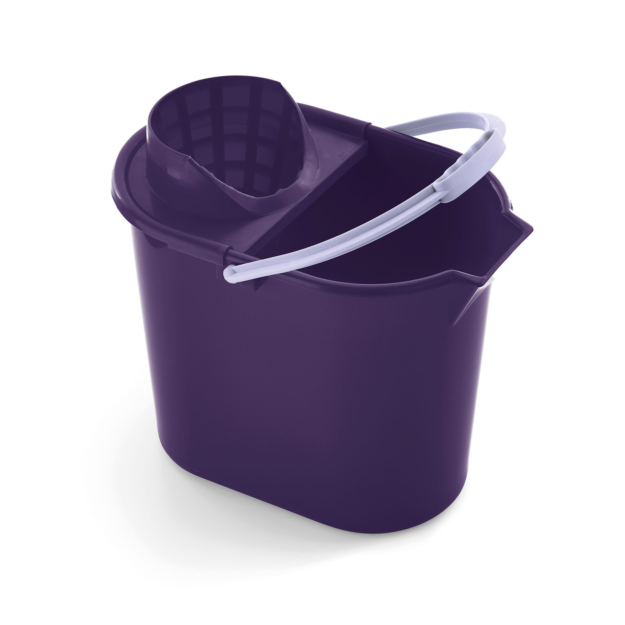 Mery | Oval Bucket with Drainer | Scrub Bucket | Anatomical Handle | Polypropylene | 12 Litres | Grey -Lima| Measurements: 31.5 x 25 x 34 cm