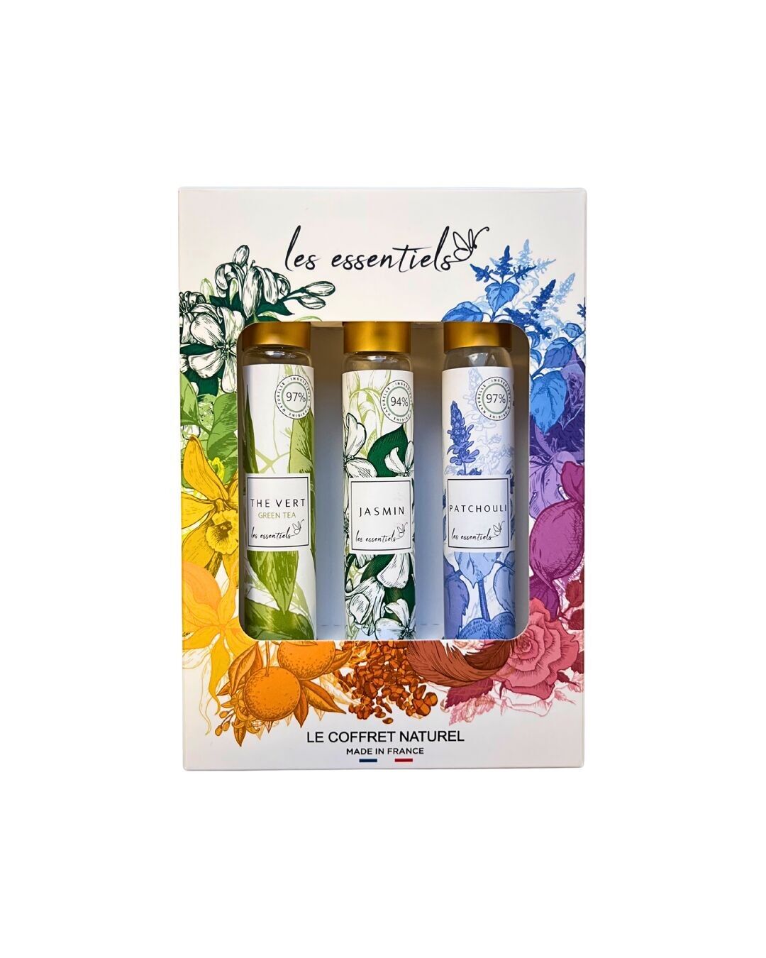 Coffret parfums trio 30ml - Les Essentiels - Patchouli/ Jasmin/ Thé Vert