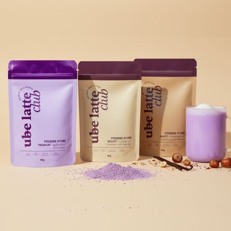 Pacchetto rivenditore – 30 UBE LATTE CLUB (Ube Plain, Ube Bourbon Vanilla, Ube Roasted Hazelnut) – Polveri per Ube Latte / Purple Yam