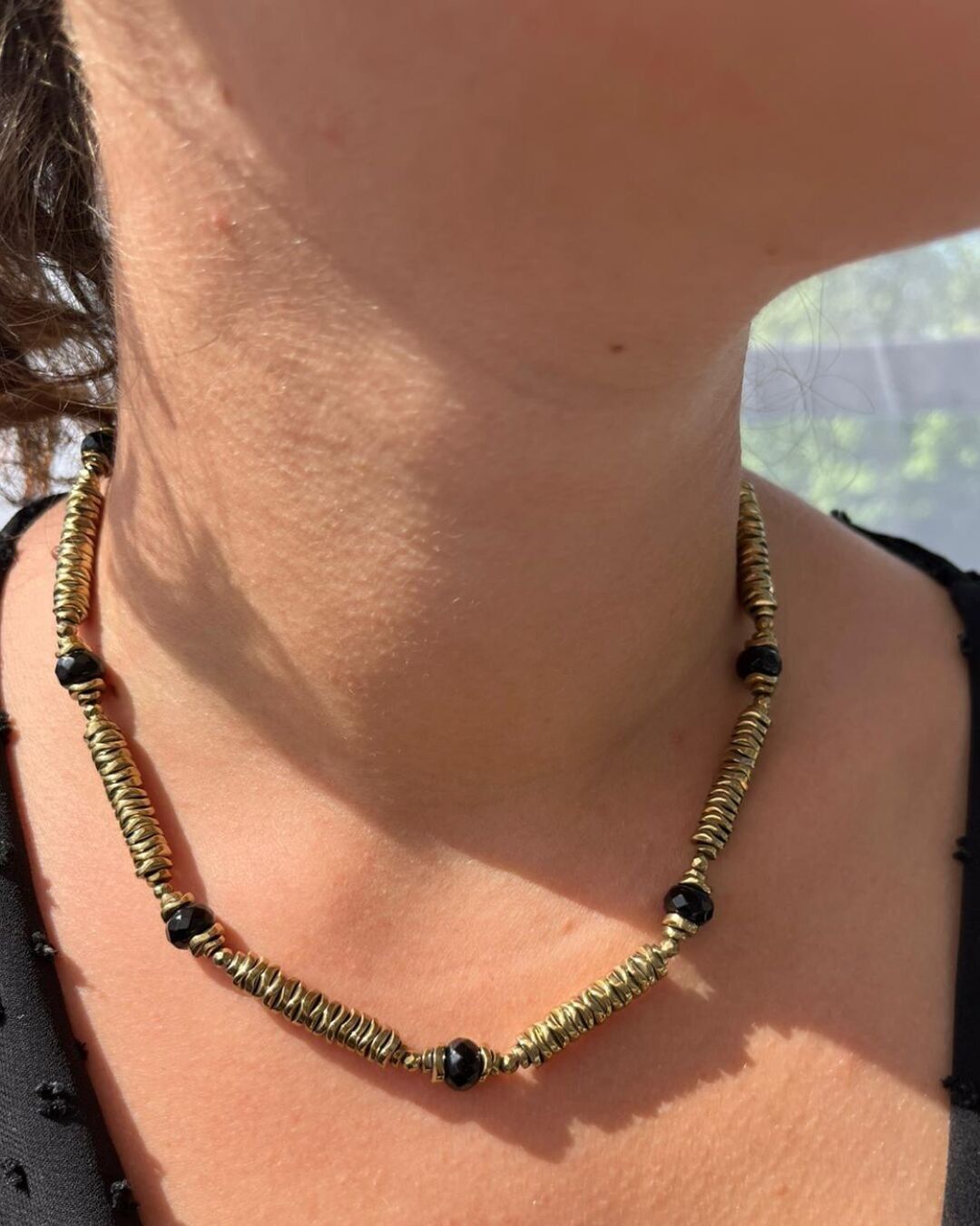 Melisandre necklace with onyx and golden hematite