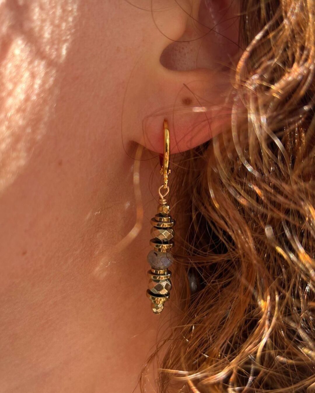 Freya earrings in Labradorite and golden Hematite