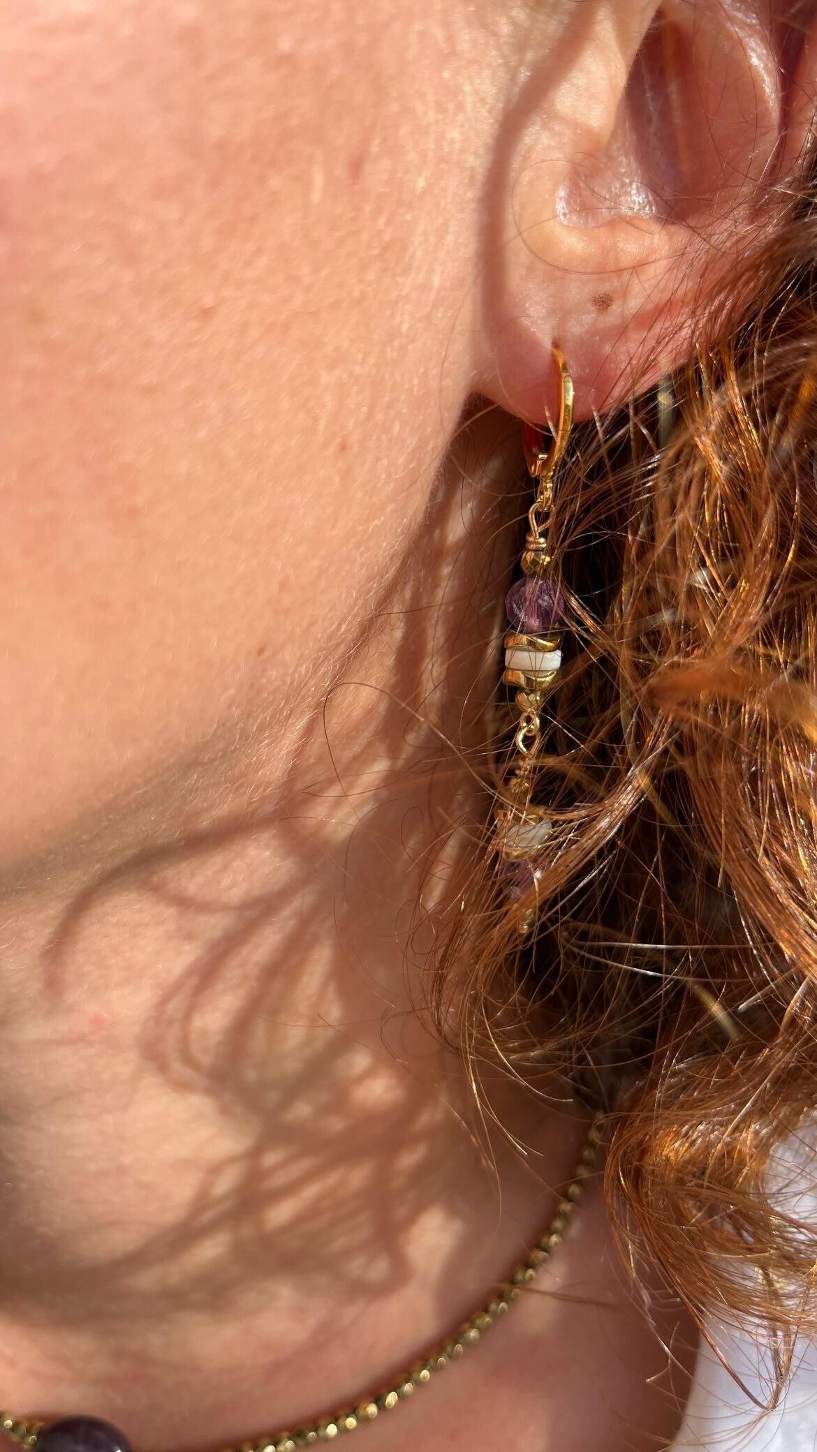 DOREEN Amethyst and Mother-of-Pearl Earrings