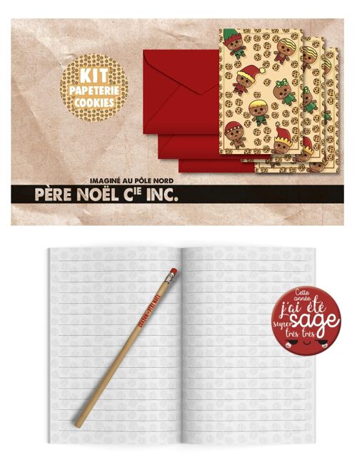 ★ Kit de jolie papeterie de Noël | Kit de Noël comprenant cartes postales, enveloppes, cahier, crayon magique et  maxi badge