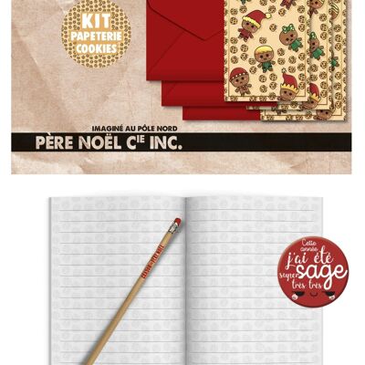 ★ Kit de jolie papeterie de Noël | Kit de Noël comprenant cartes postales, enveloppes, cahier, crayon magique et  maxi badge