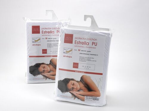 Protector de Colchón "Estrella PU" 100% Rizo Algodón Impermeable y Transpirable de 70x140cm